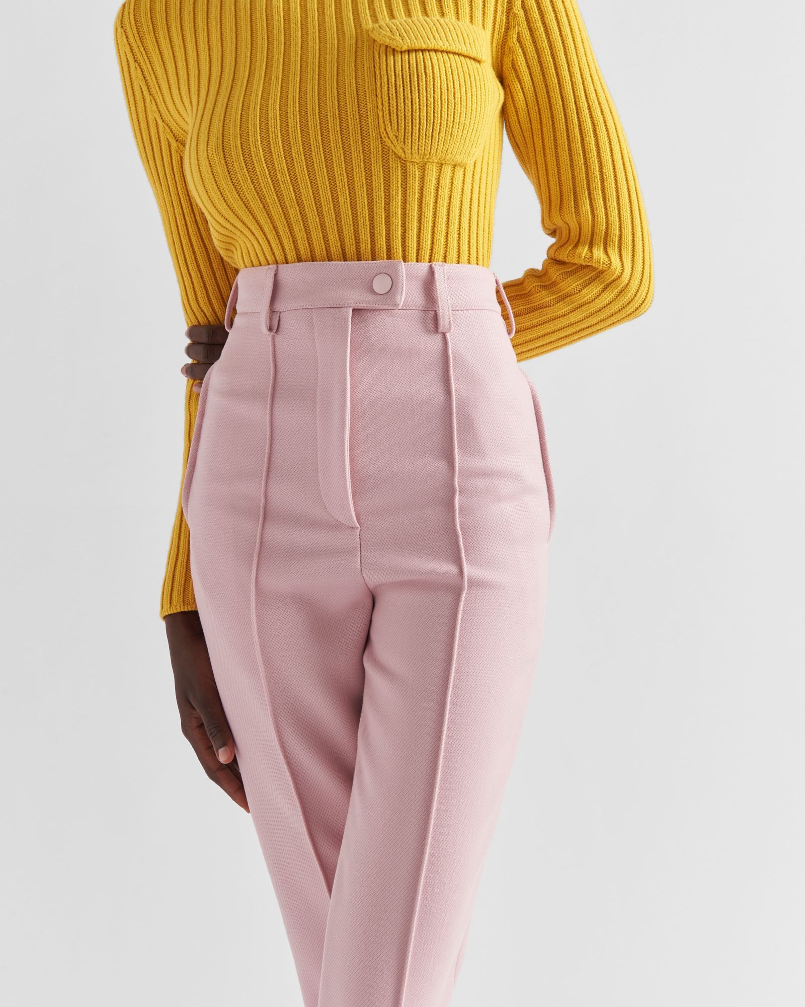 Prada High-waist Tapered-leg Trousers In Pink