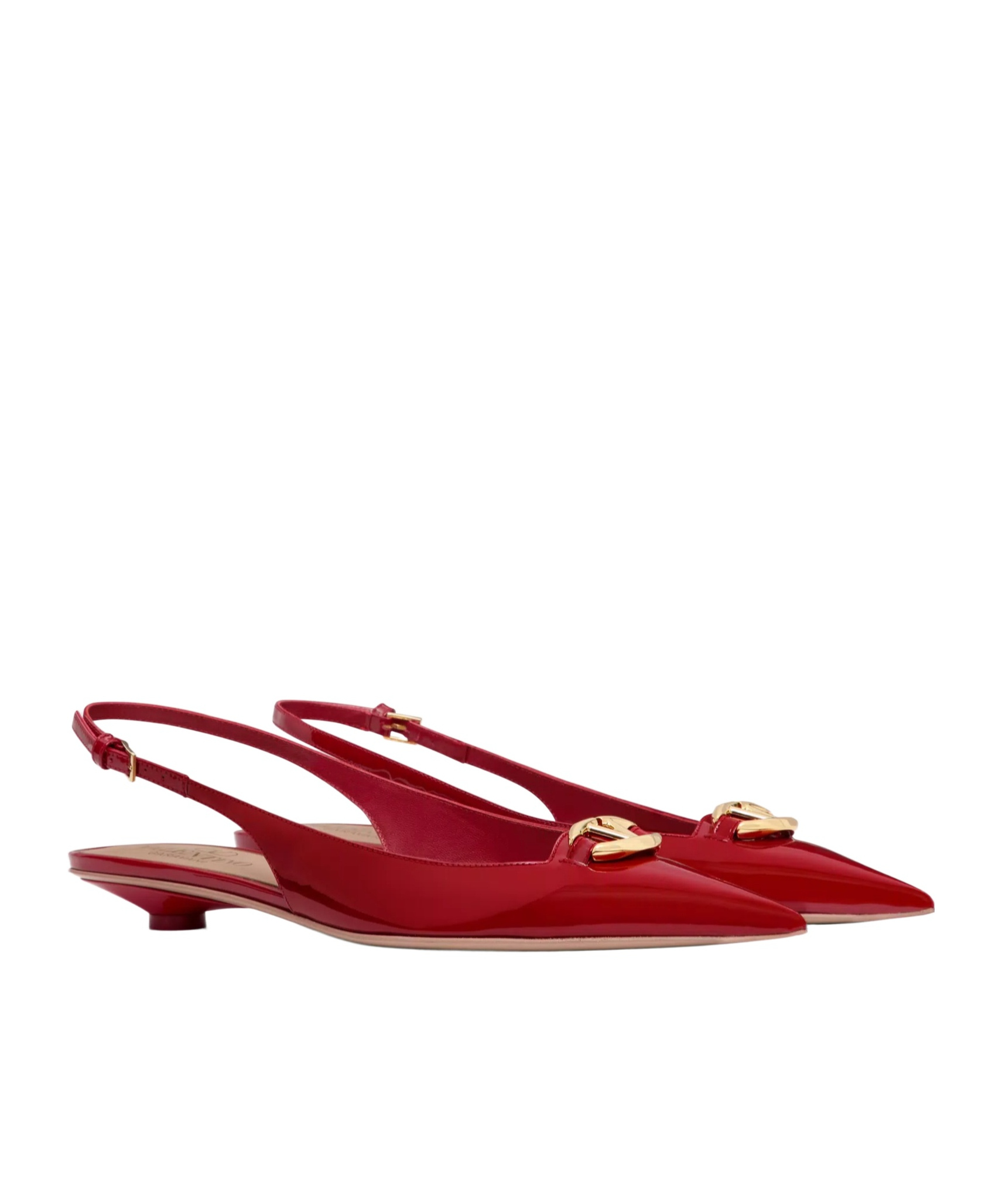 Valentino Patent Leather Slingback With Vlogo Signature Detail In Red