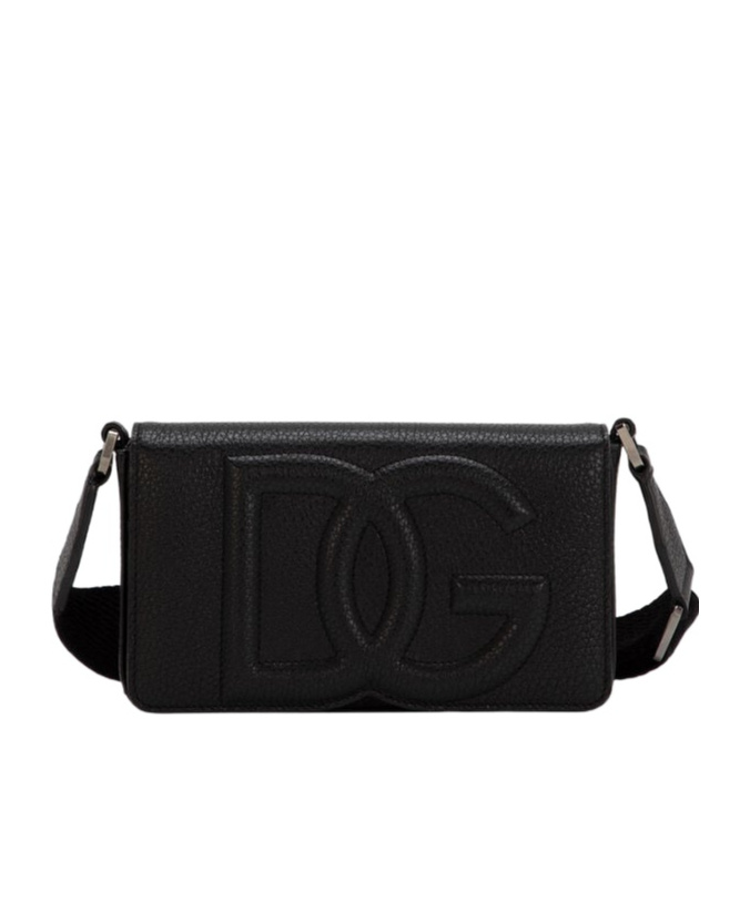 Dolce & Gabbana Logo-embossed Leather Messenger Bag In Black