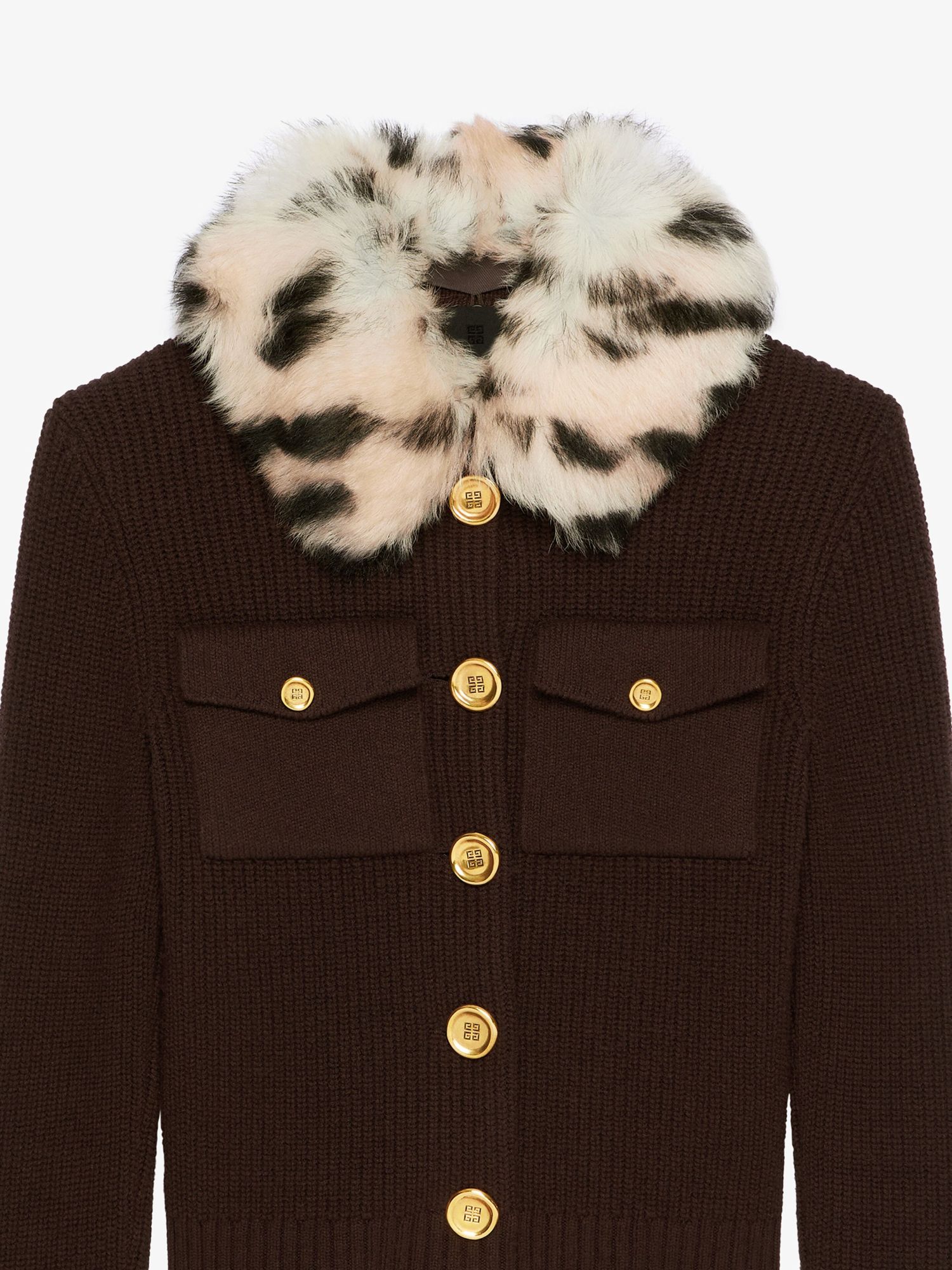 Givenchy Fur Collar Button-up Cardigan In Black
