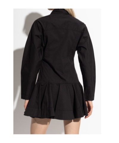 Ganni Women Short Chemisier Dress In Black