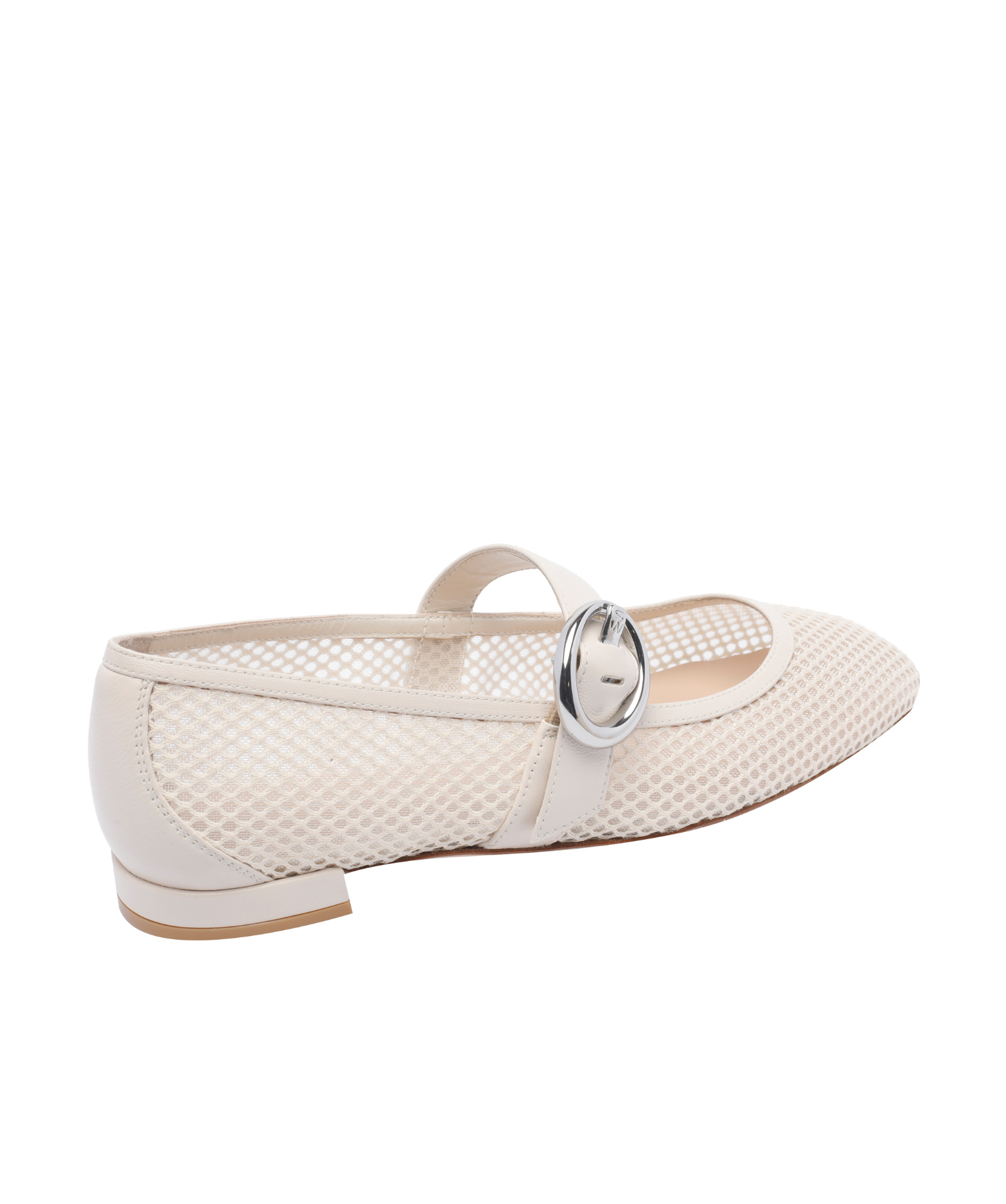 Stuart Weitzman Fishnet Mesh Round Toe Ballerina Shoes