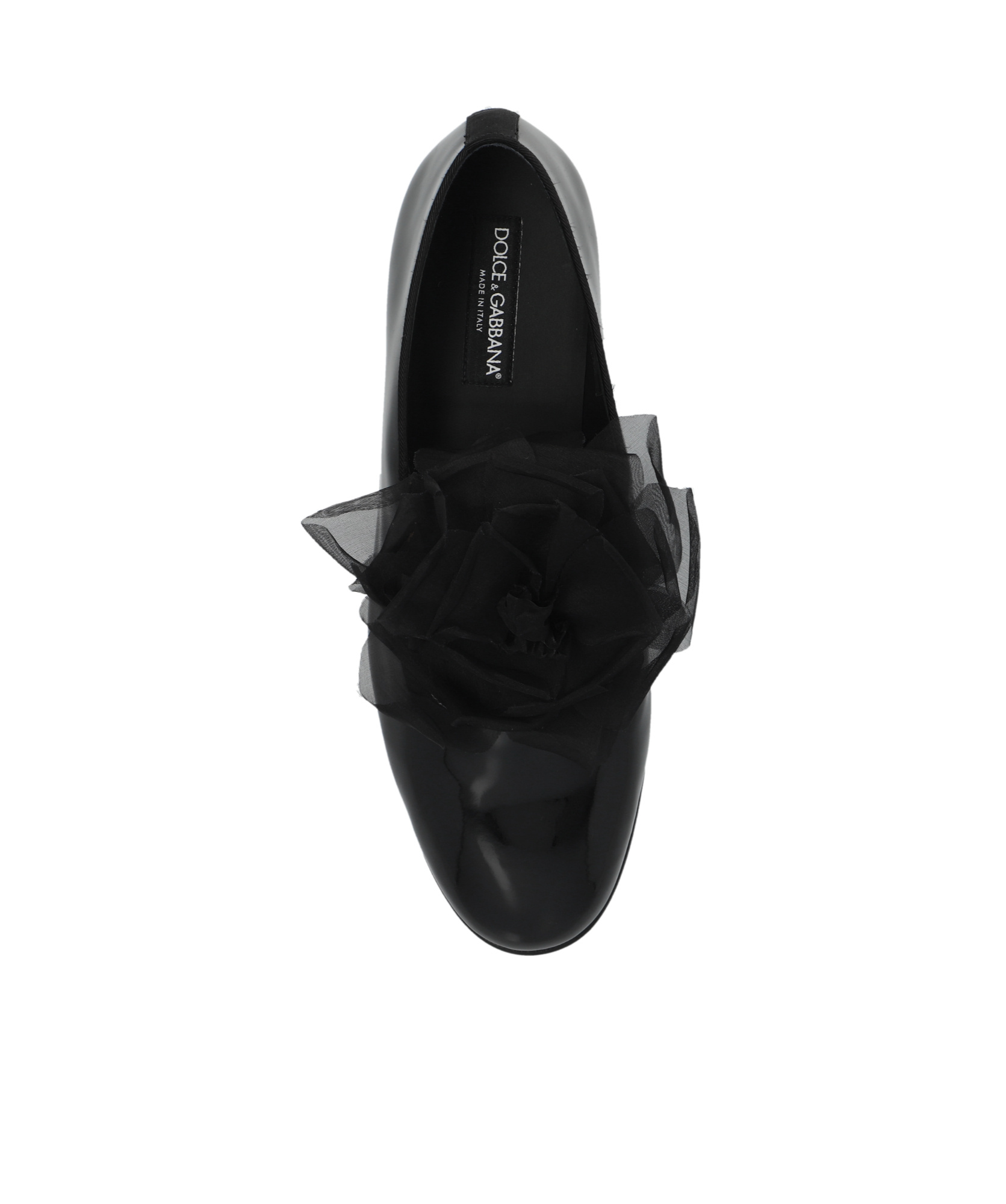 Dolce & Gabbana Floral Appliqué Leather Slippers In Black