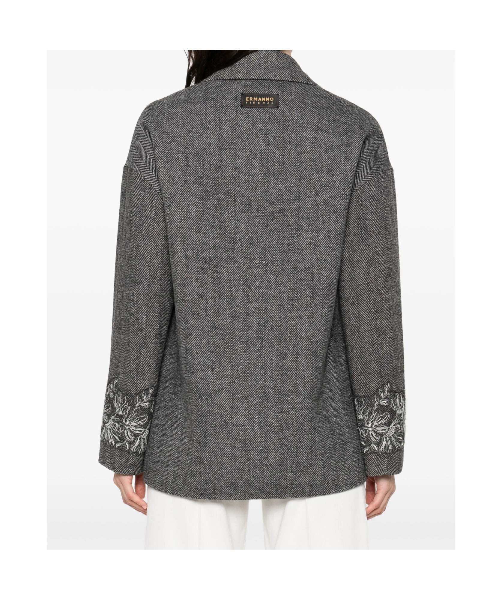 Ermanno Firenze Herringbone-pattern Blazer In Gray