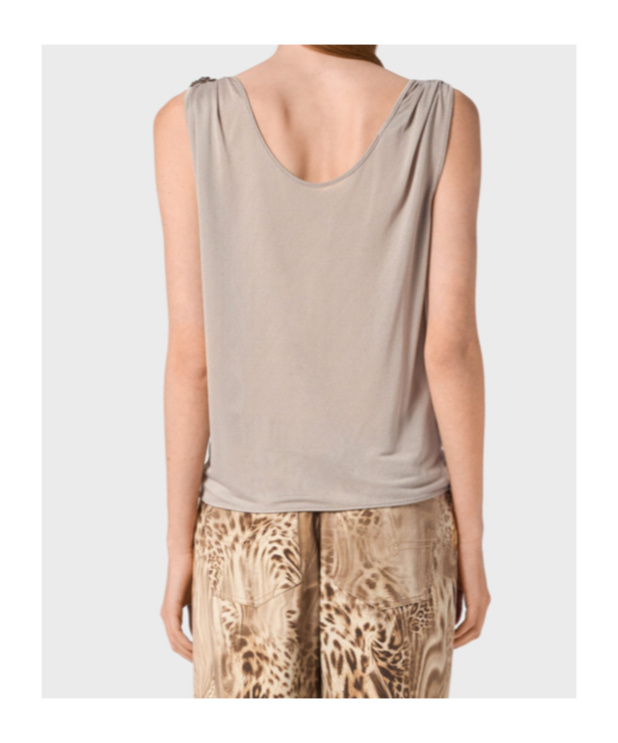 Blumarine Jersey Top With Metal Rose Decoration In Pink