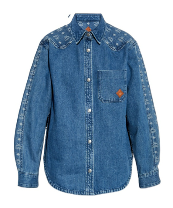 Mcm Denim Shirt With Monogram In Blue
