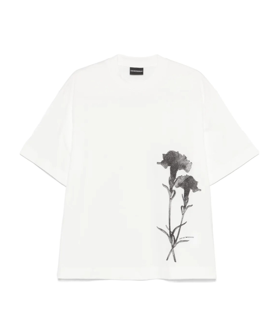 Emporio Armani Flower-embroidered T-shirt In White
