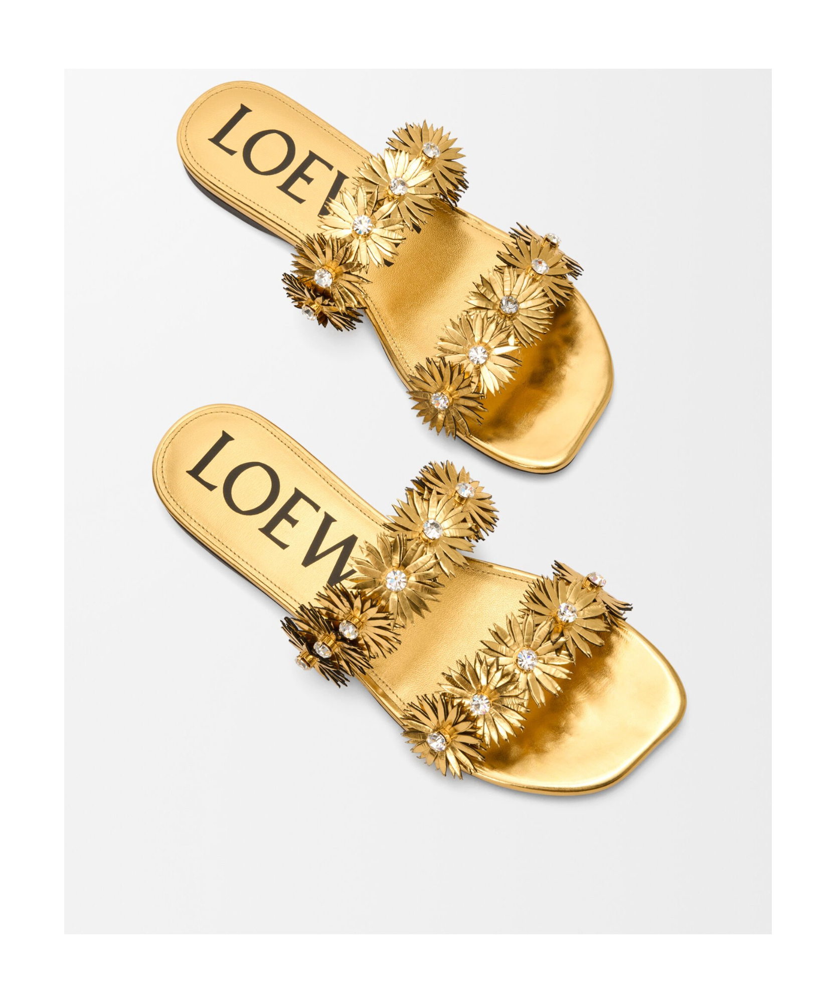 Loewe Petal Flower Sandal In Calfskin And Crystals In Multi