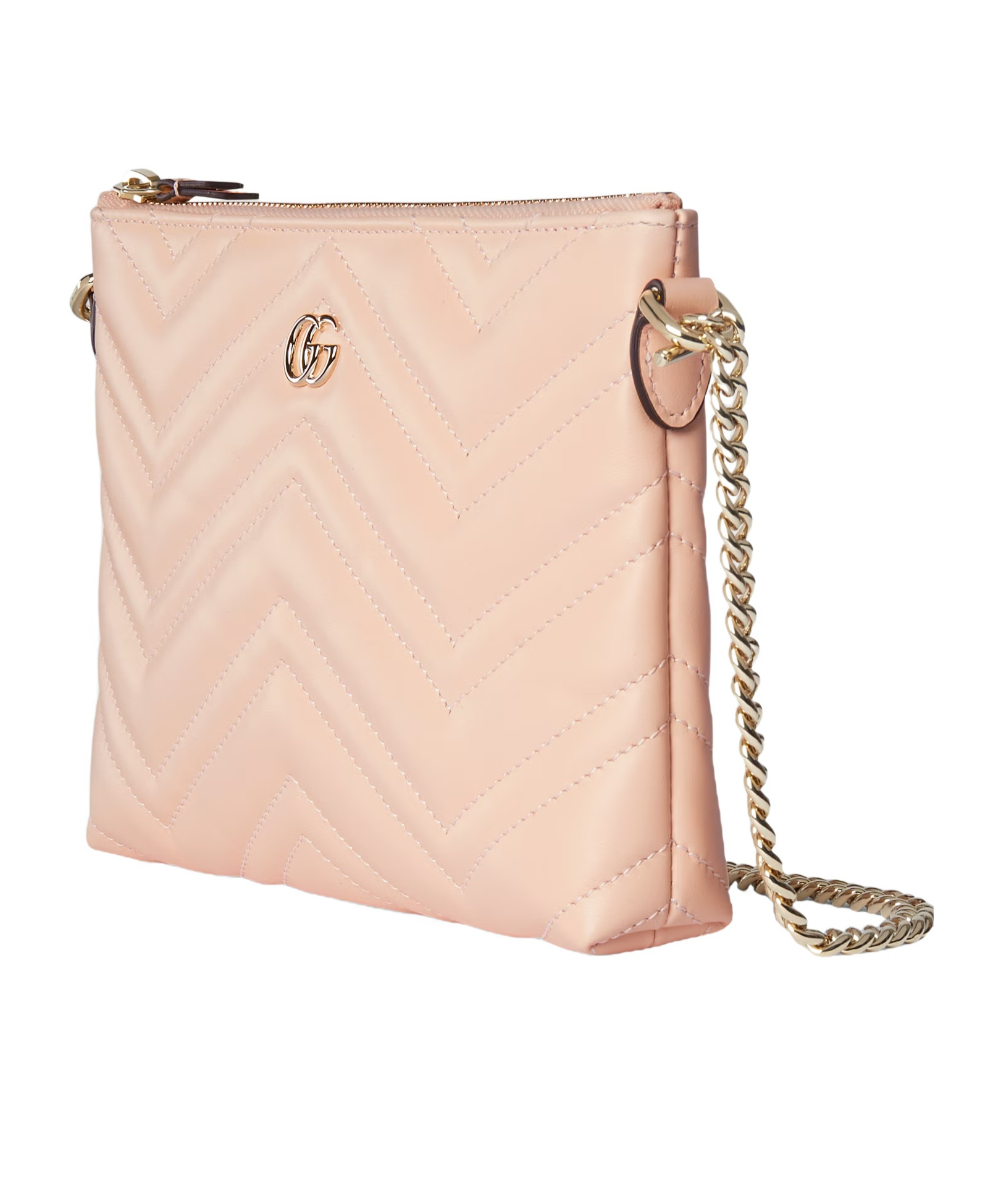 Gucci Gg Marmont Pochette With Chain In Pink
