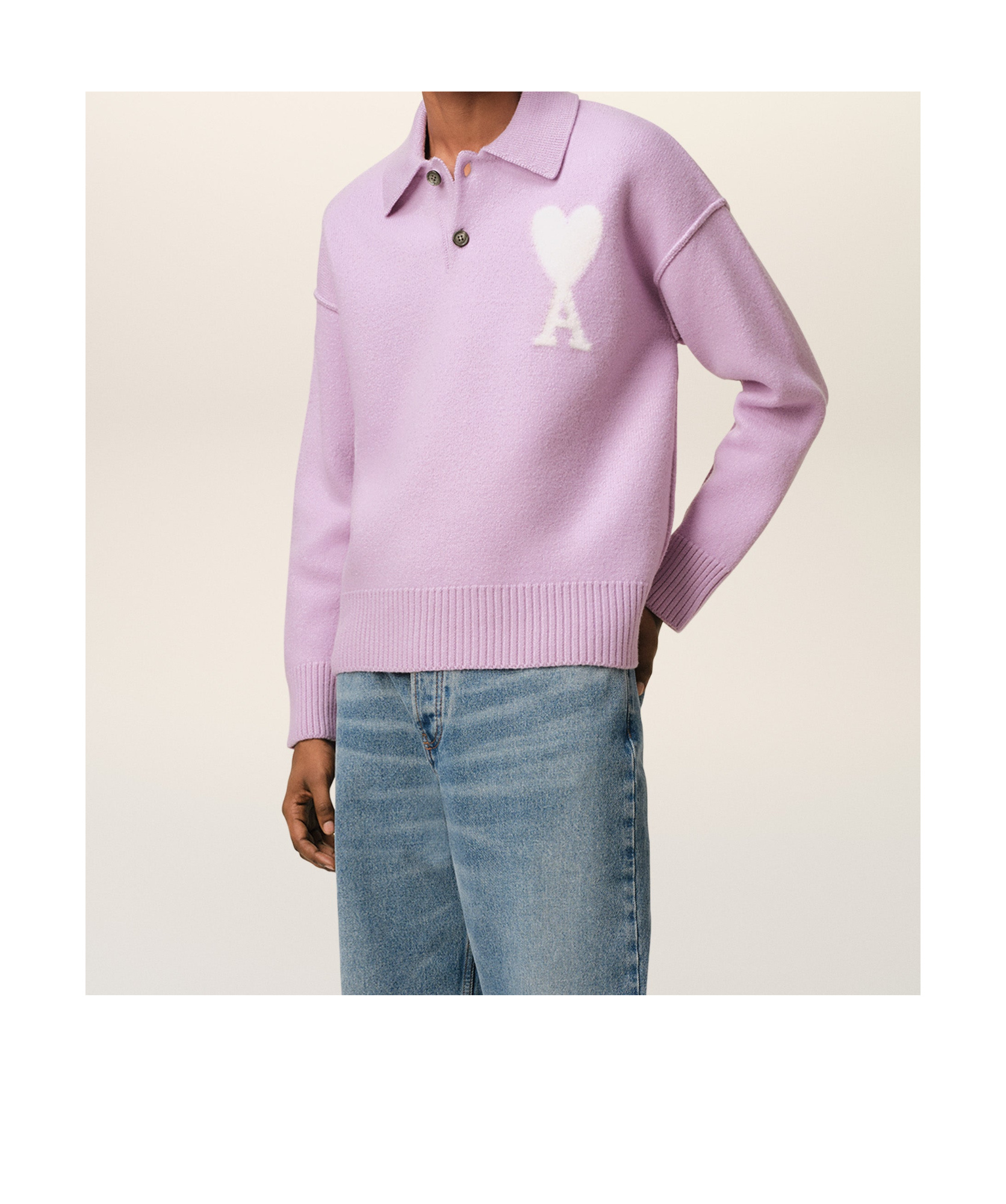 Shop Ami Alexandre Mattiussi Ami Paris Ami De Coeur Polo Jumper In Purple