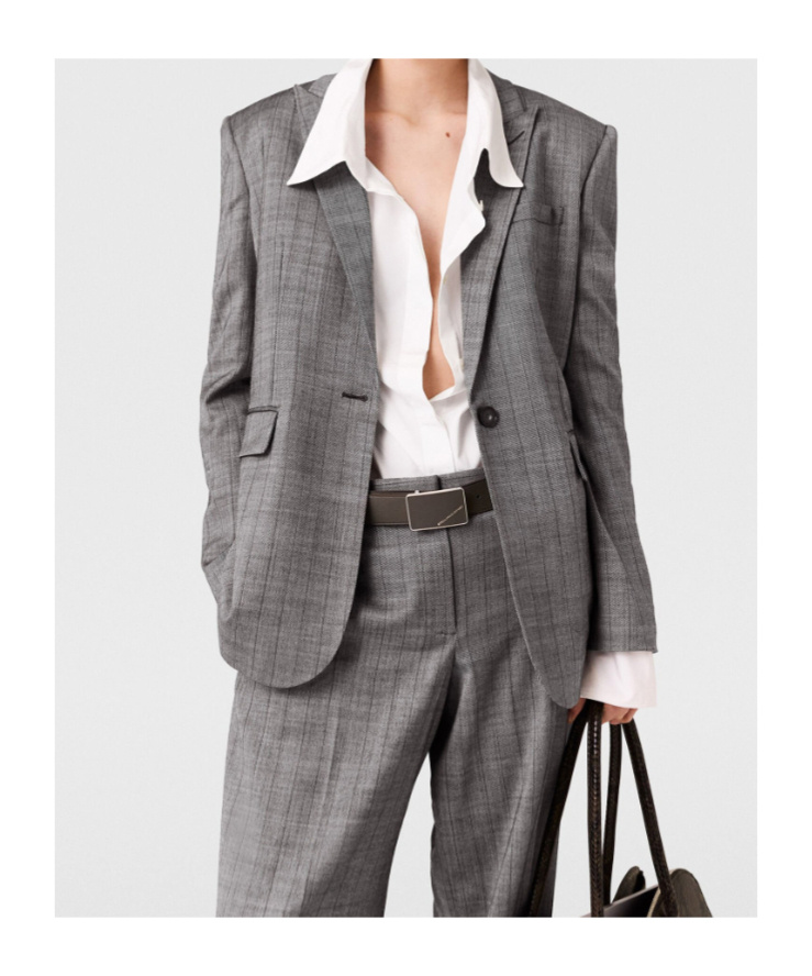 Stella Mccartney Single-breasted Pinstripe Jacket In Gray