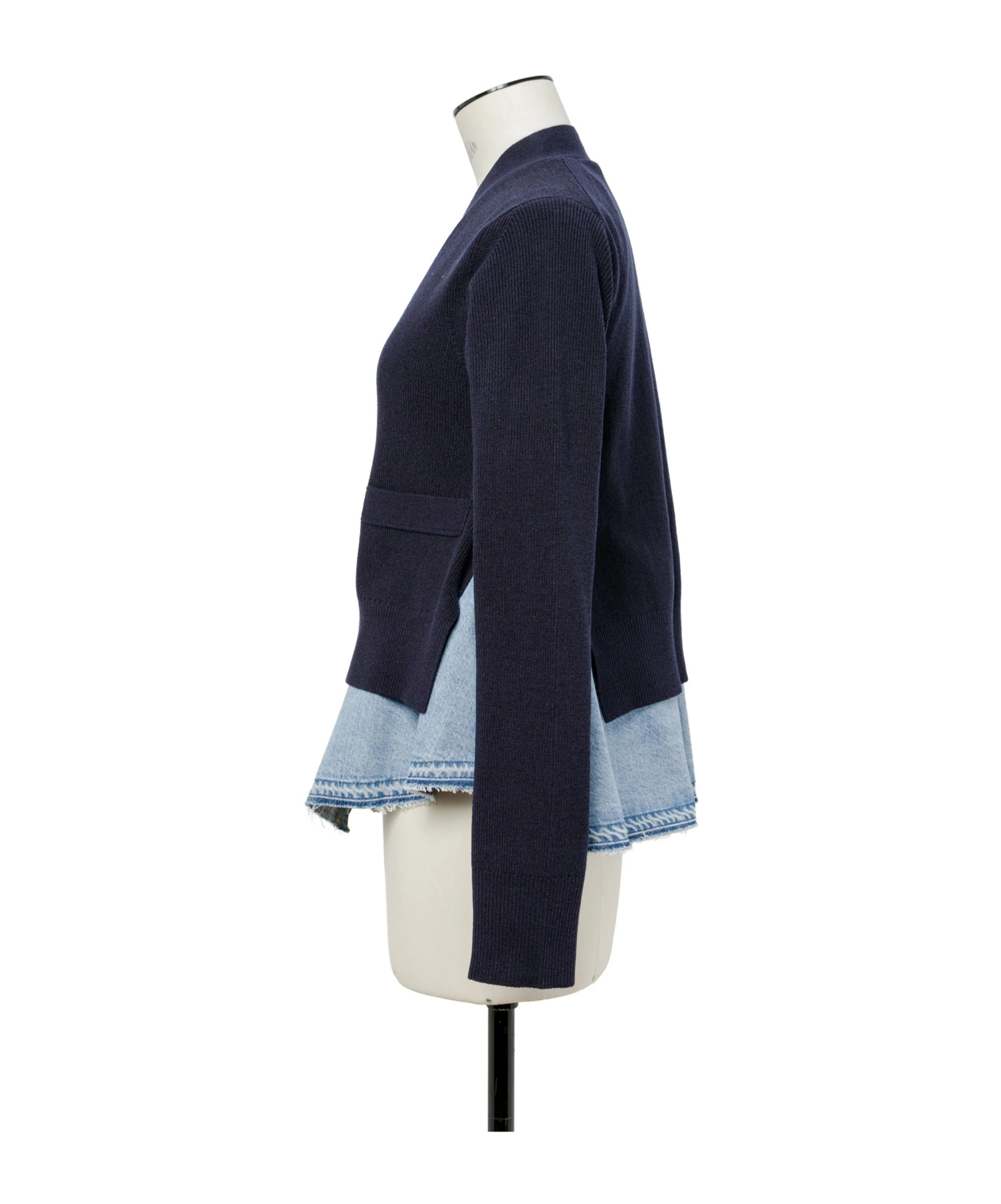 Sacai Denim X Knit Cardigan In Blue