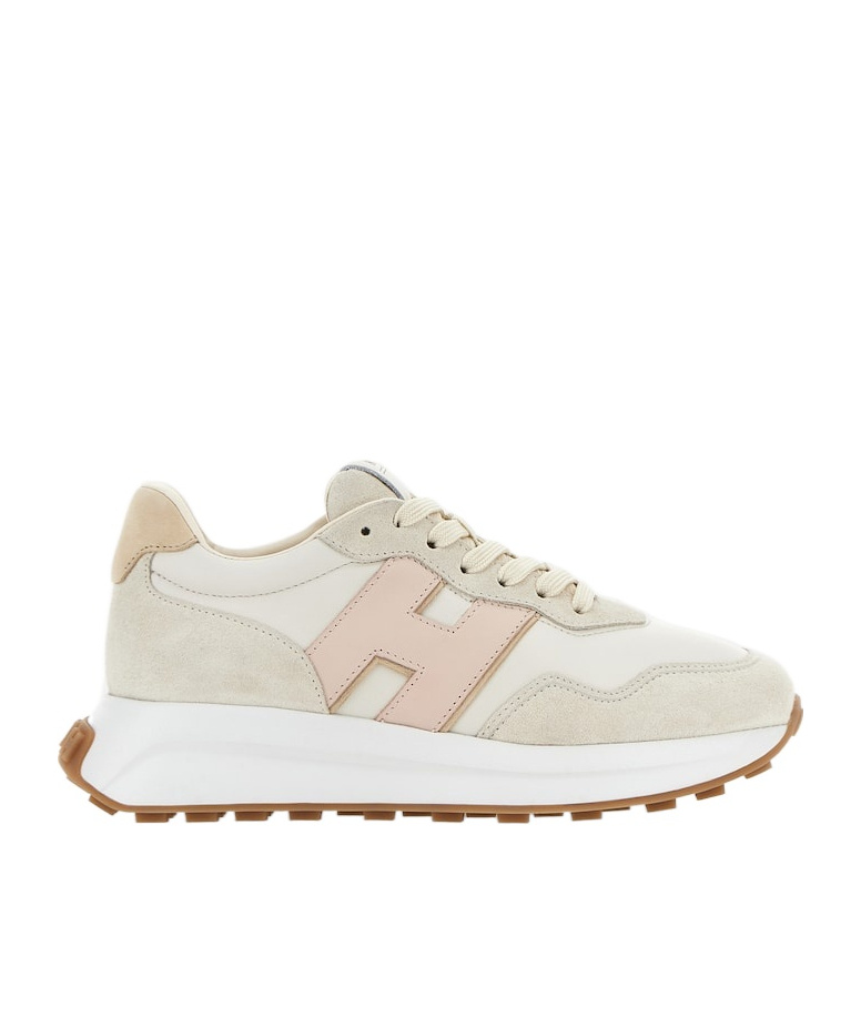 Hogan H669 Suede And Leather Sneakers In White