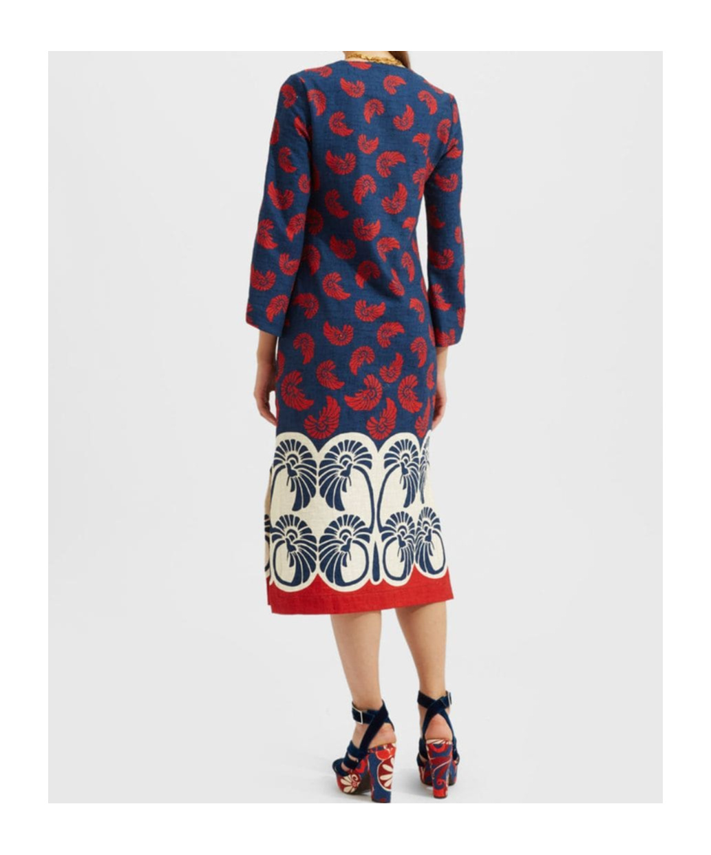 La Doublej Monogram-pattern Midi Dress In Blue