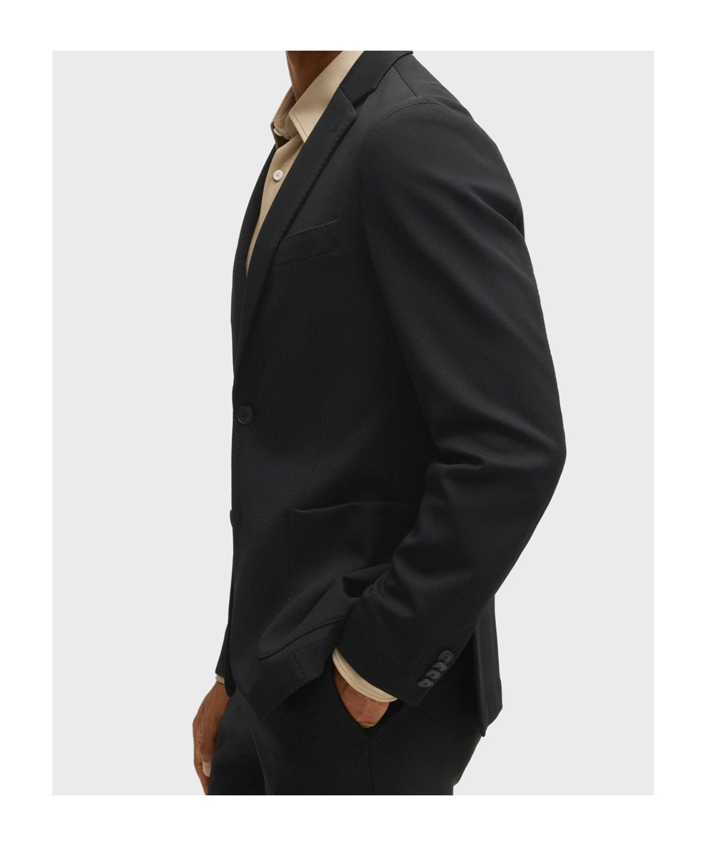 Hugo Boss Slim-fit Jacket In Washable Stretch Fabric In Black