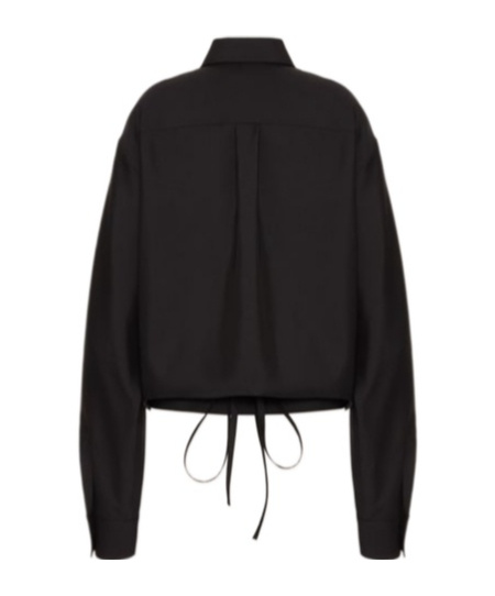 Shop Valentino Techno Light Wool Shirt In Black