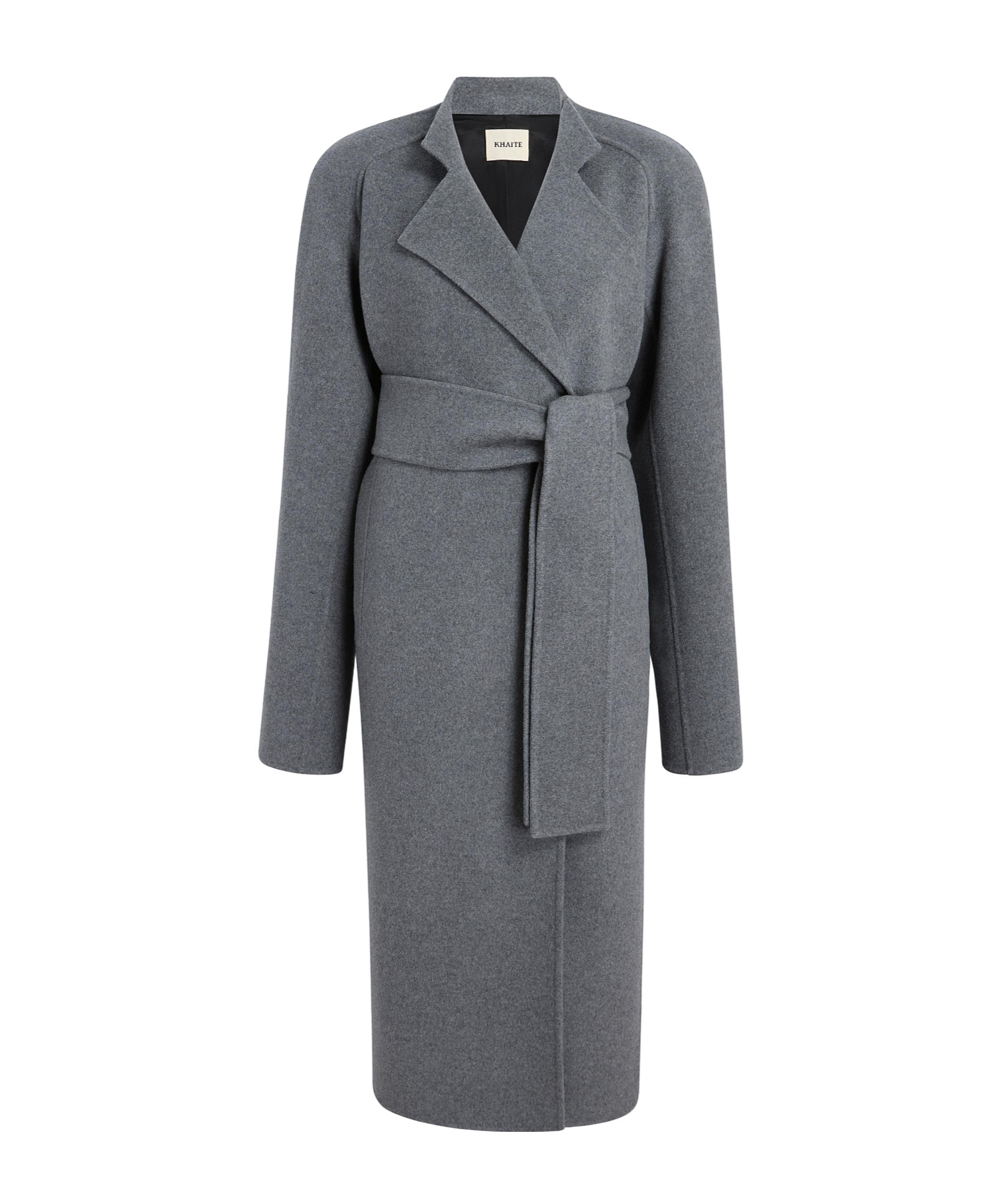 Khaite Annly Belted Wool-felt Coat In Gray