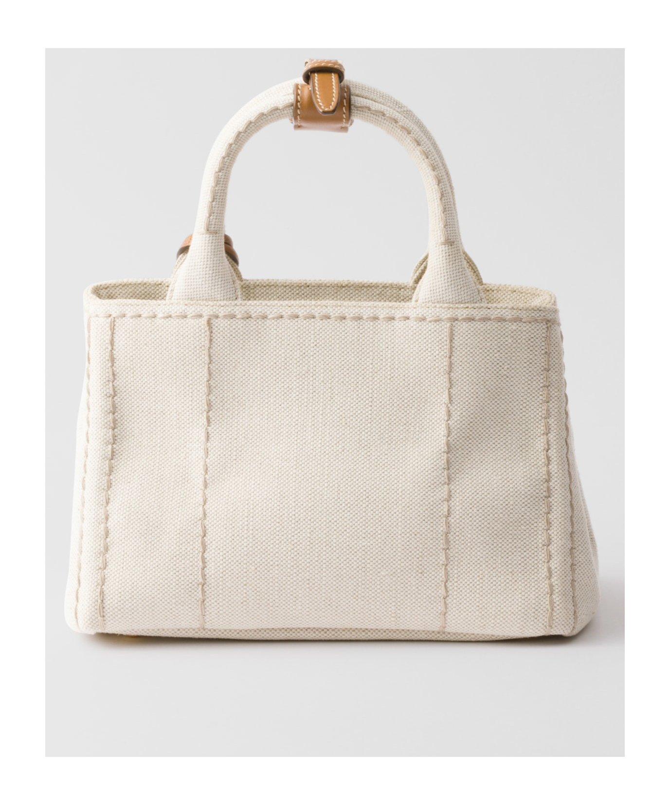 Shop Prada Linen Blend Mini Handbag In Nude