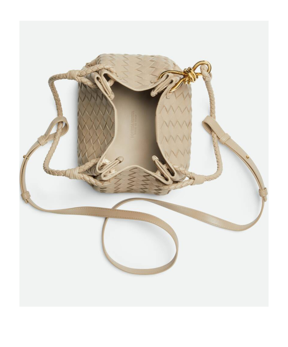 Bottega Veneta Small Andiamo Intrecciato Leather Crossbody Bag In Nude