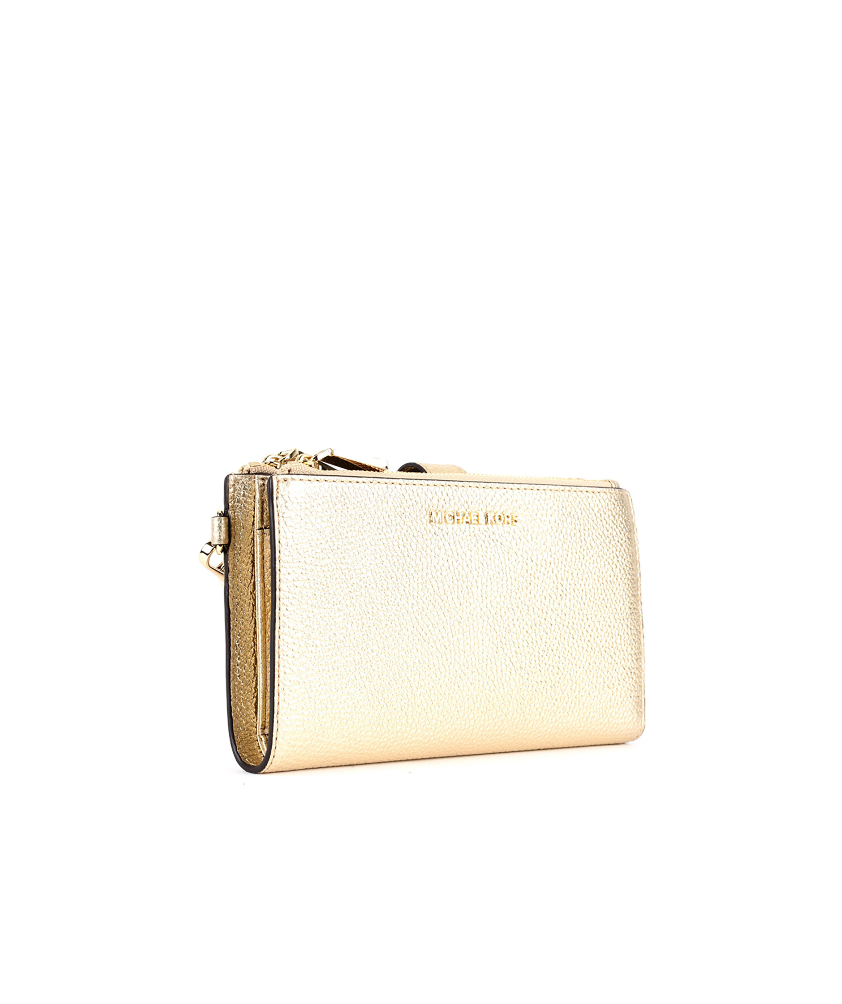 Shop Michael Michael Kors Adele Double Zip Wristlet In Nude