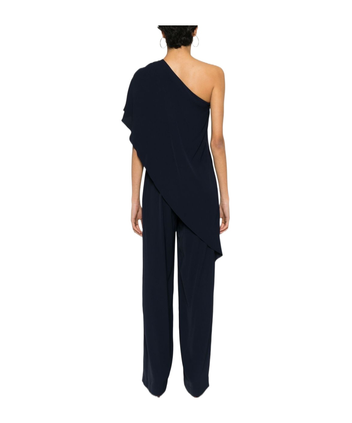 POLO RALPH LAUREN CAPE GEORGETTE ONE-SHOULDER JUMPSUIT