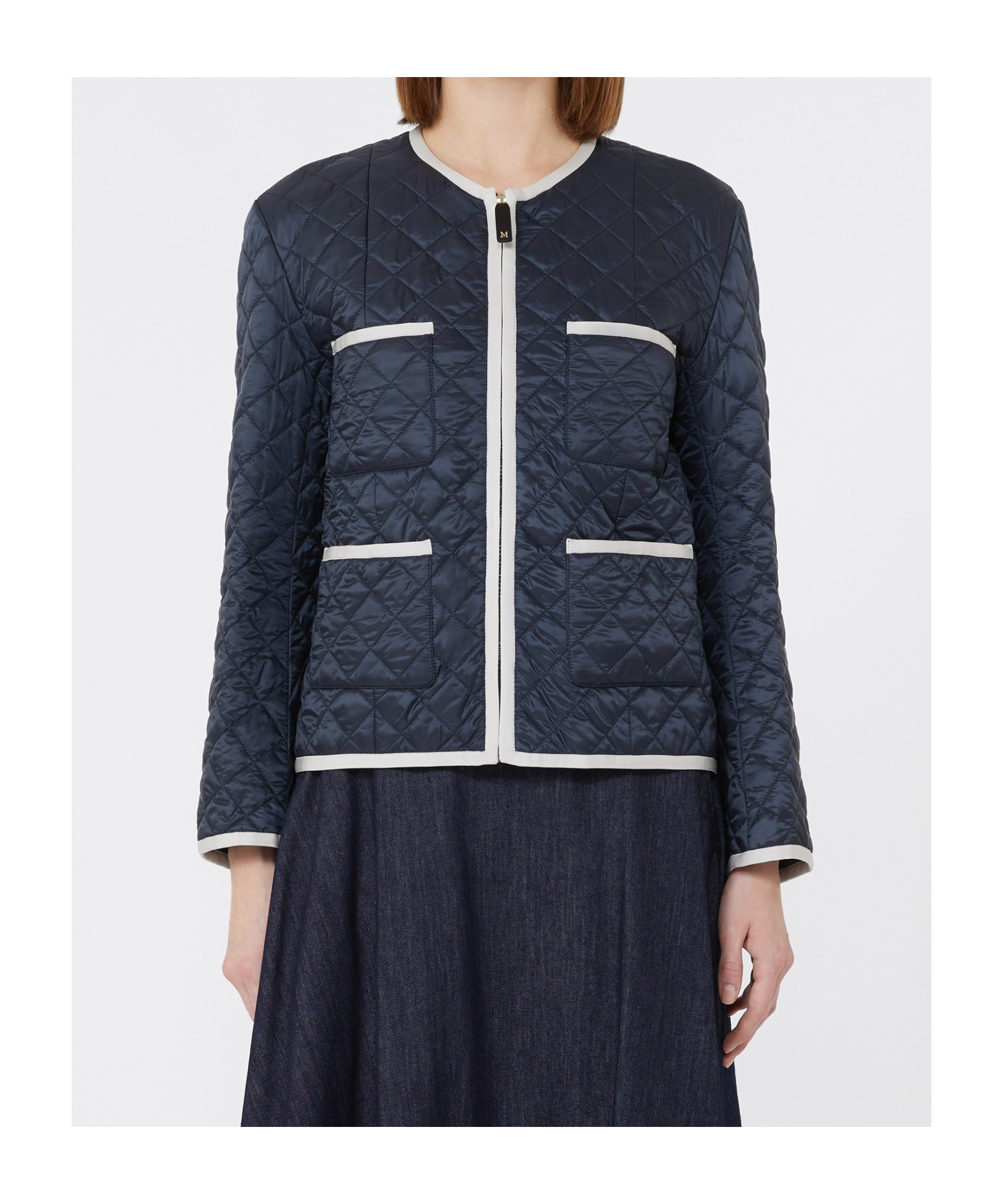 Max Mara Quilted Padded Jacket In Water-repellent Canvas In Blue