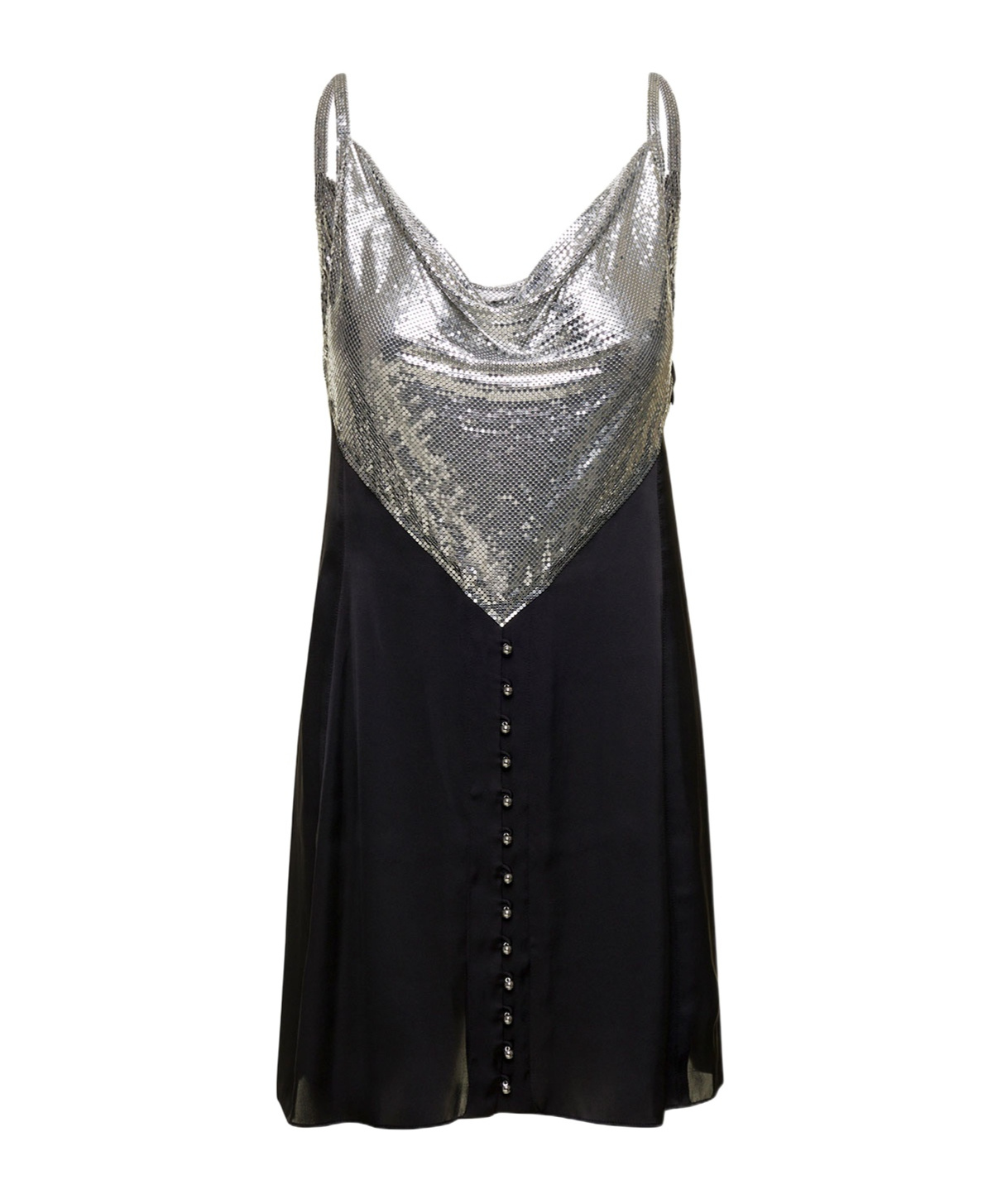 RABANNE PACO RABANNE CHAINMAIL PANELLED COWL-NECK MINI DRESS