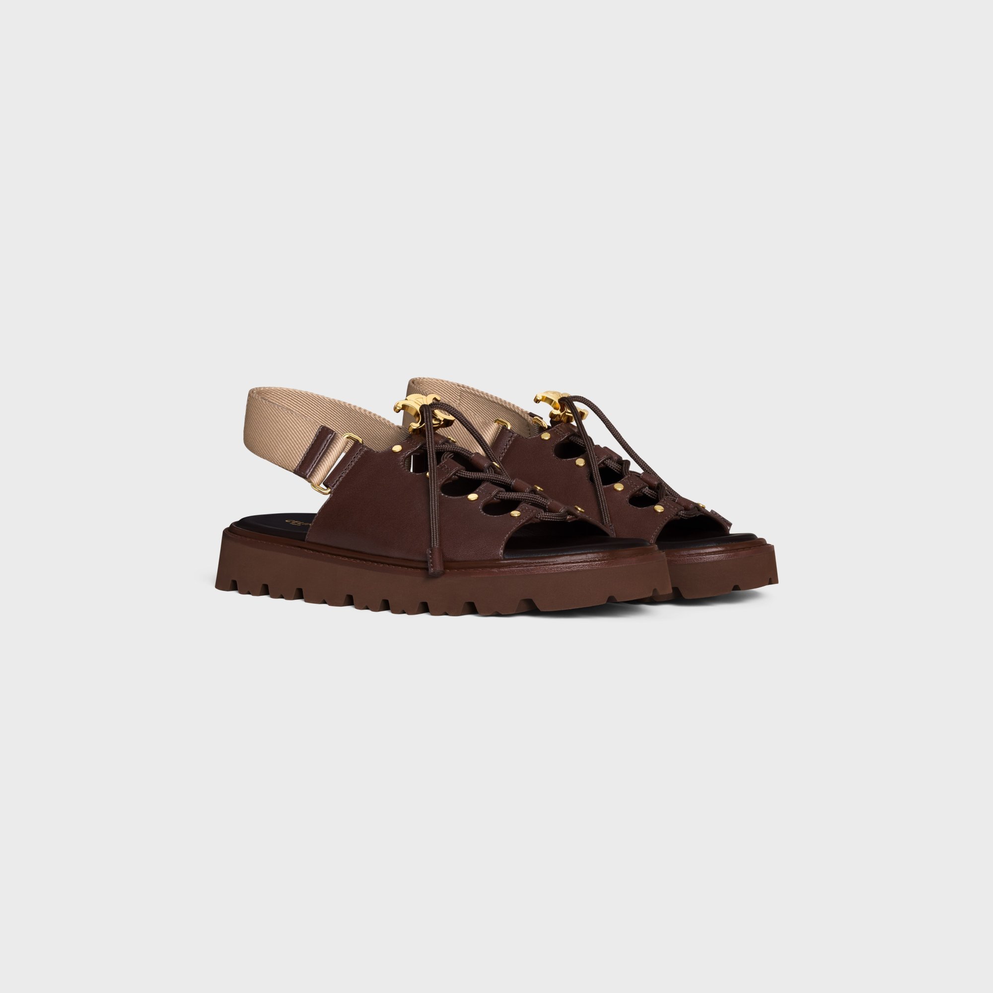 Celine Billie Chunky Sandale In Calfskin And Textile