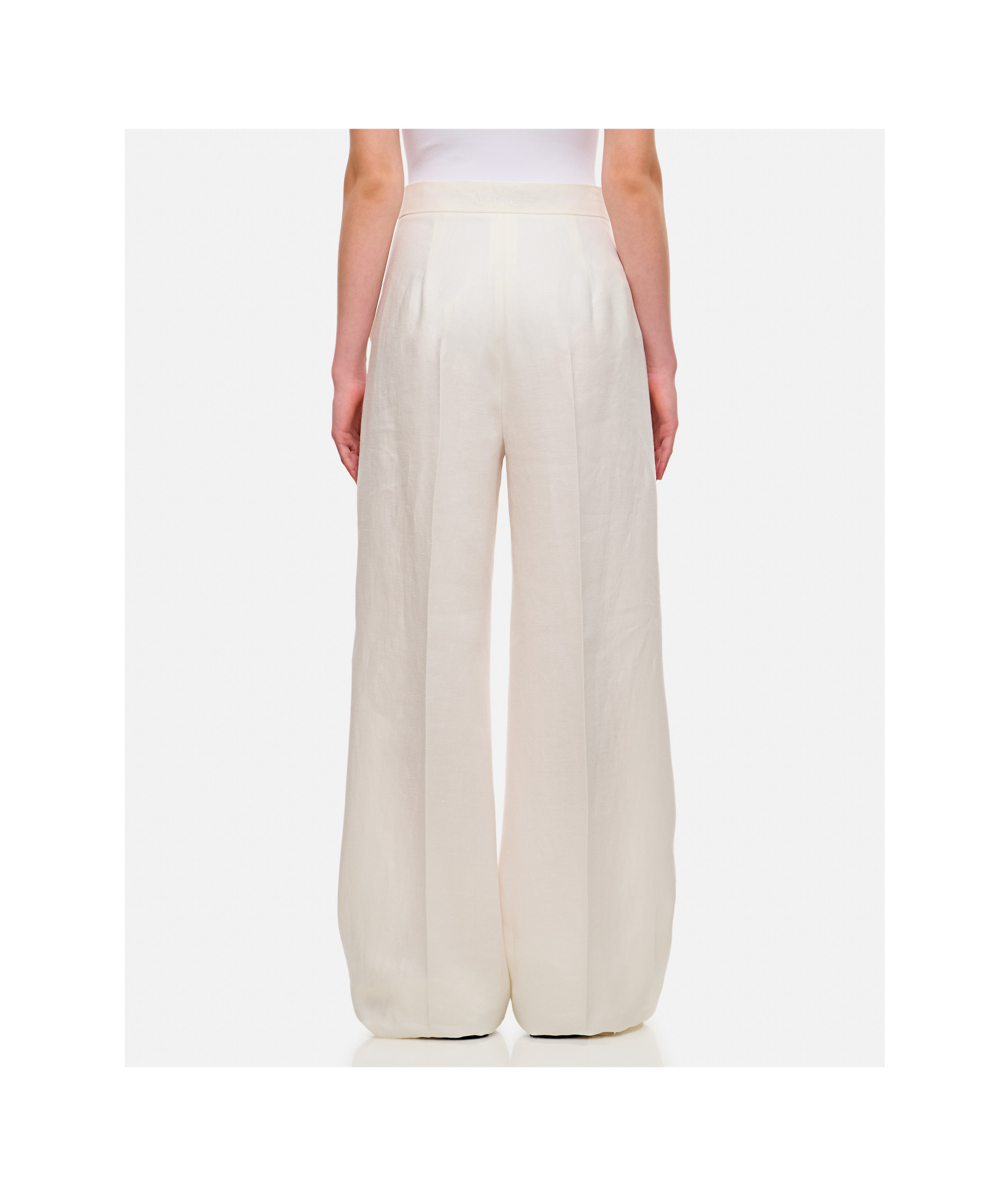 Max Mara Pleated Front Straight-leg Trousers In White