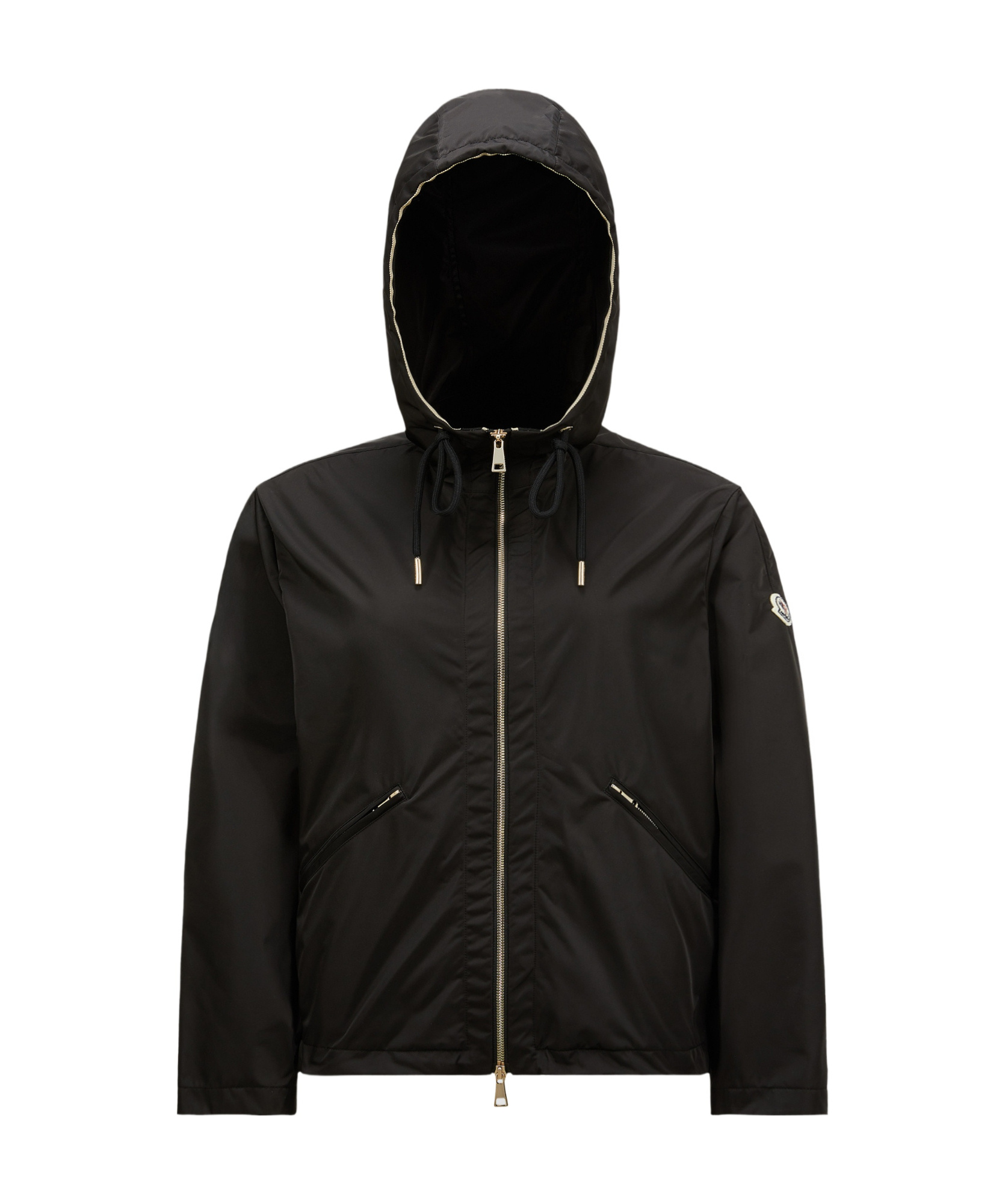 Moncler Logo Patch Windbreaker Jacket In Black