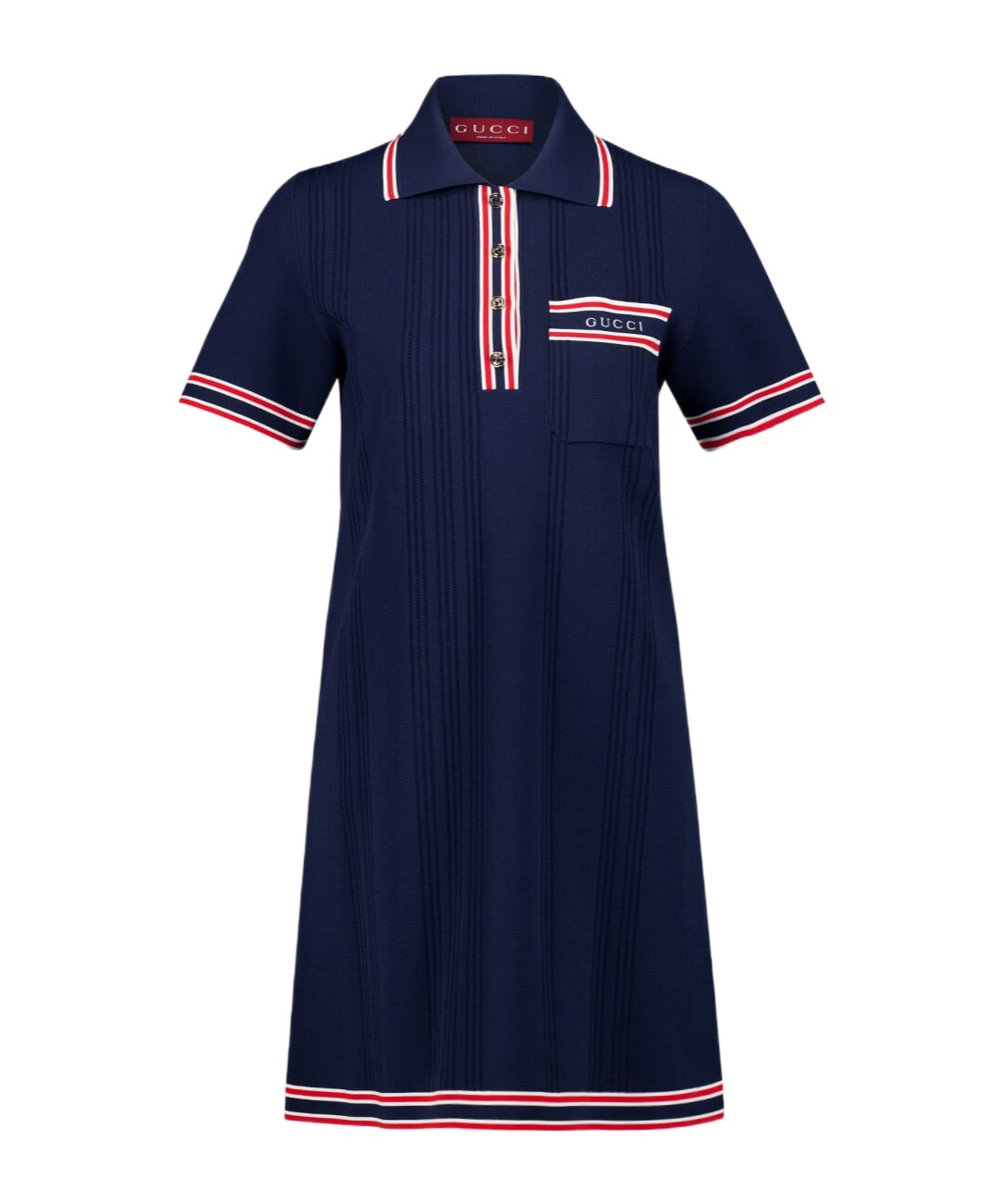GUCCI STRIPE DETAIL KNITTED POLO DRESS