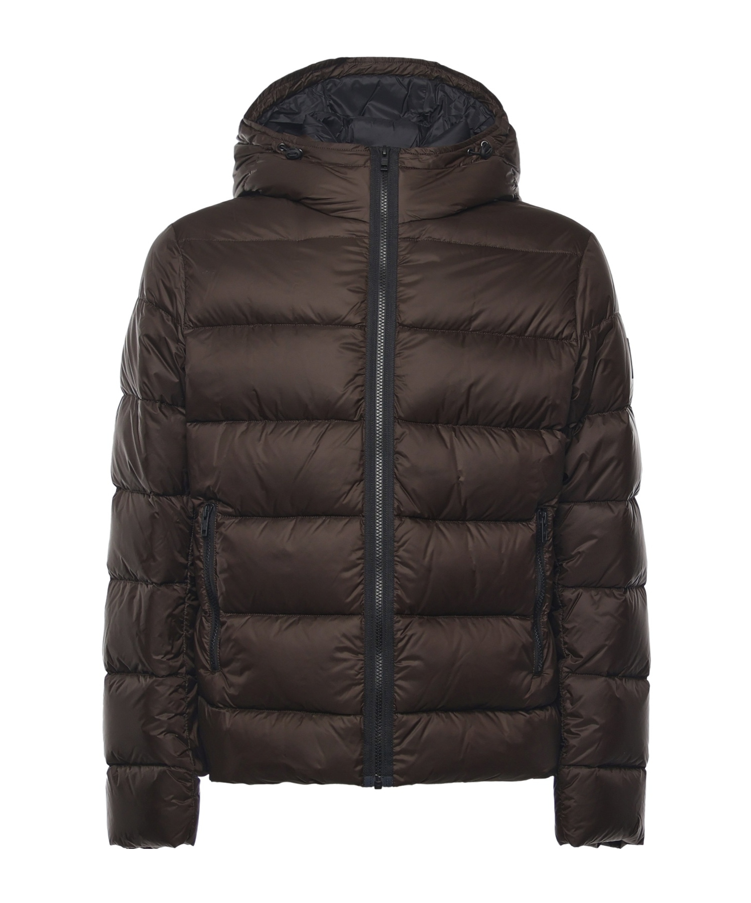 Fay Double-front Down Jacket In Calendered Poplin In Brown