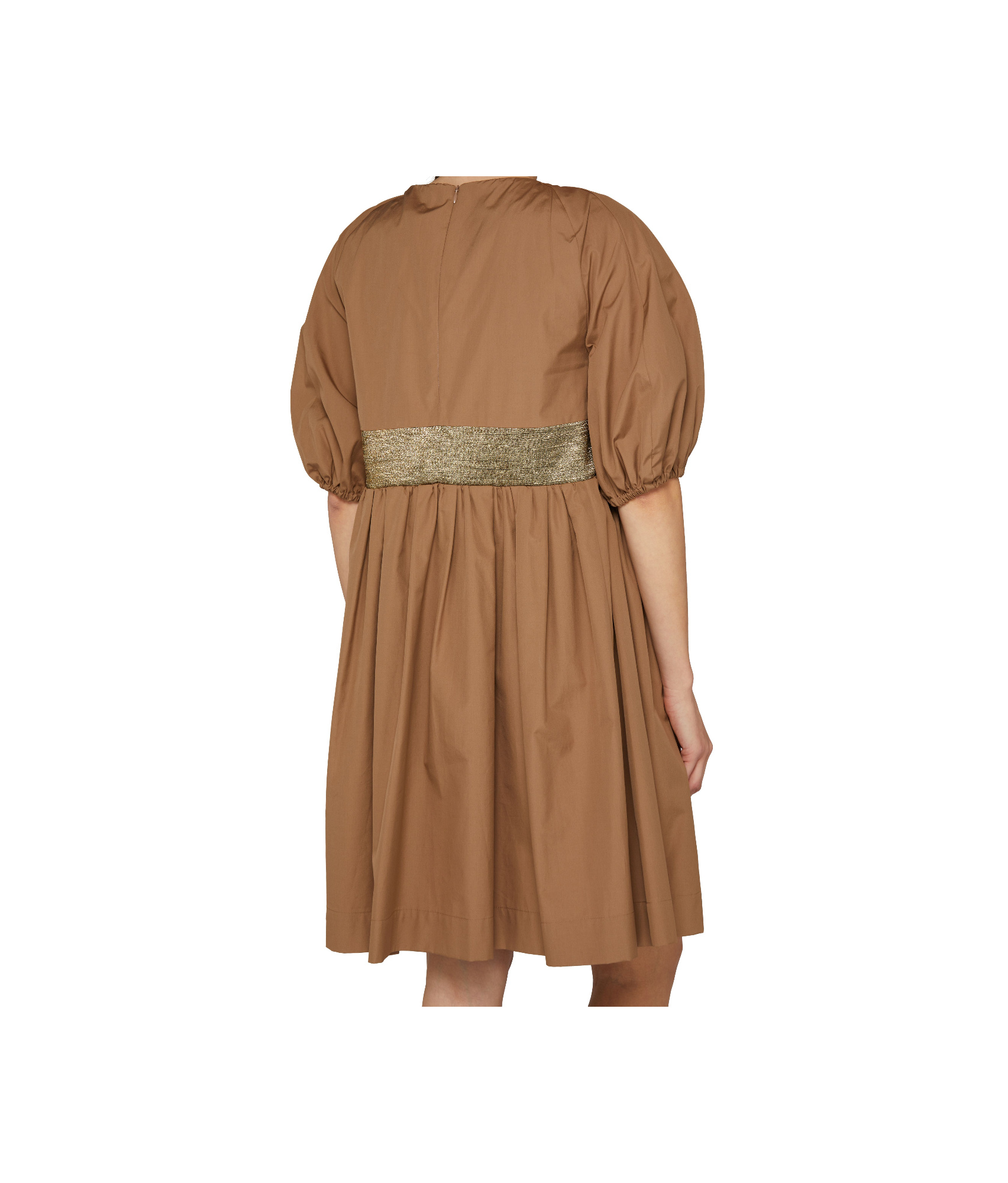 Max Mara Short Cotton Poplin Dress In Brown