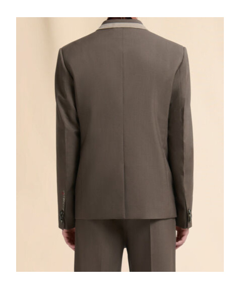 Marni Grey Double-breasted Wool Blazer With  Mending In Brown
