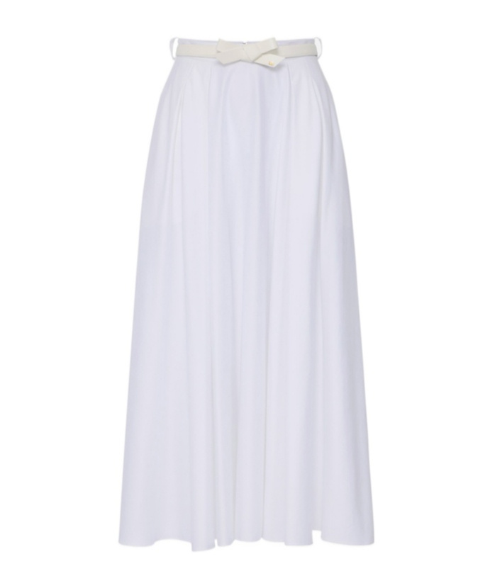 Elisabetta Franchi Satin Skirt With Belt In White