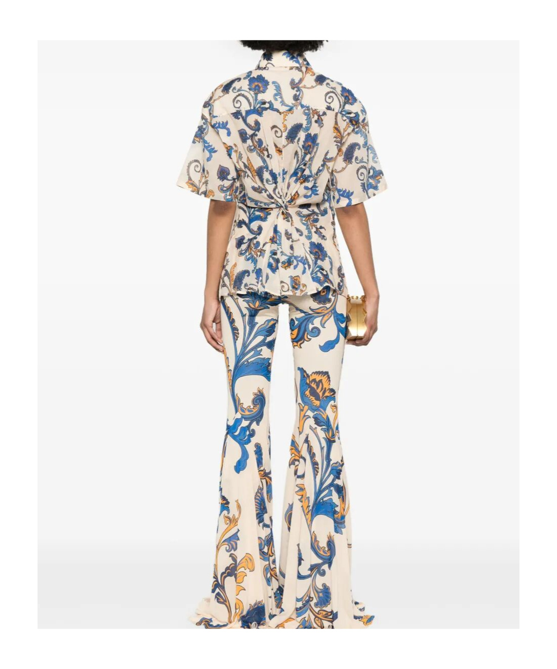 Etro Floral-print Short Sleeved Cotton Shirt In Bianco