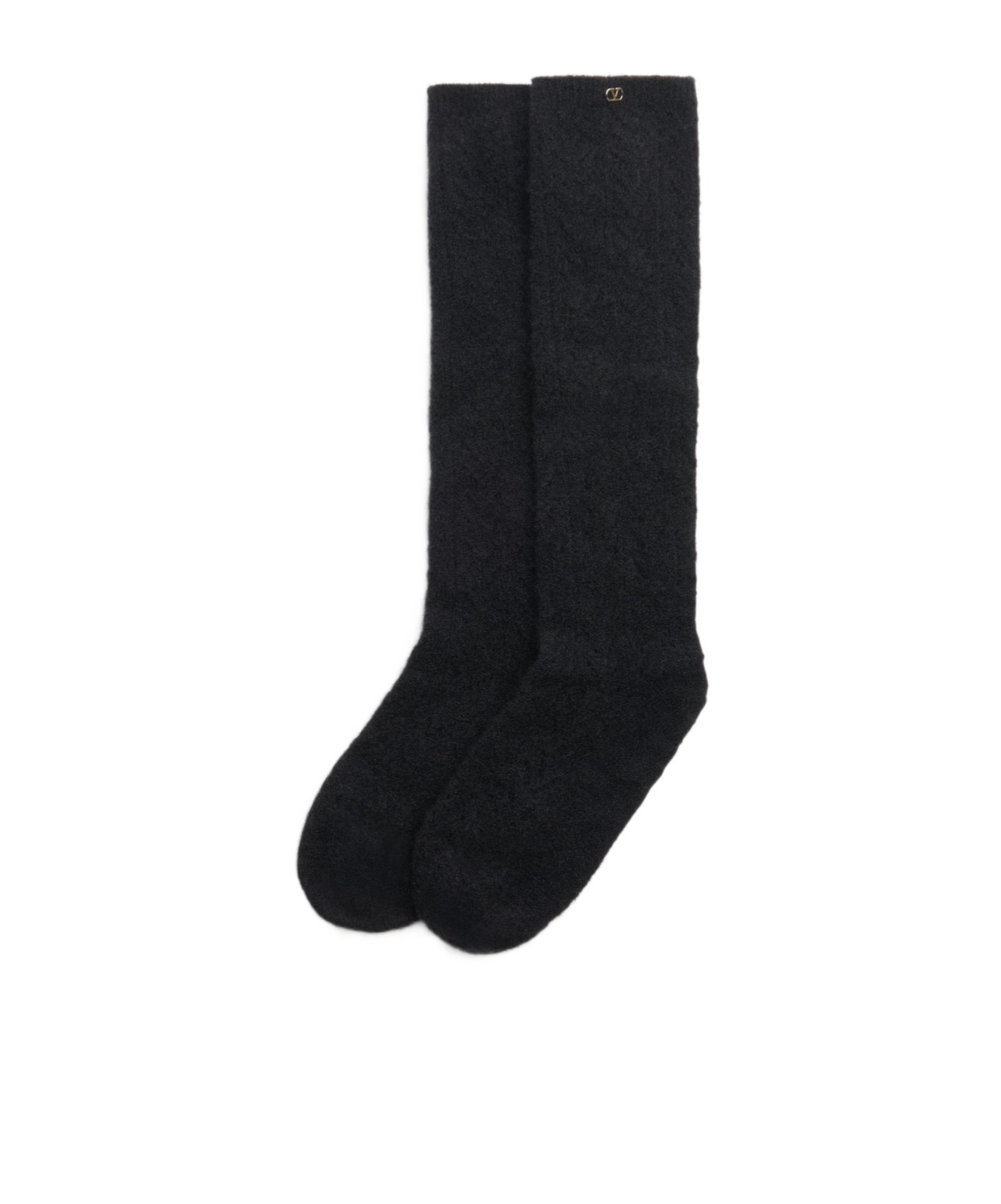 Valentino Stretch Mohair Blend Knee-high Socks In Black