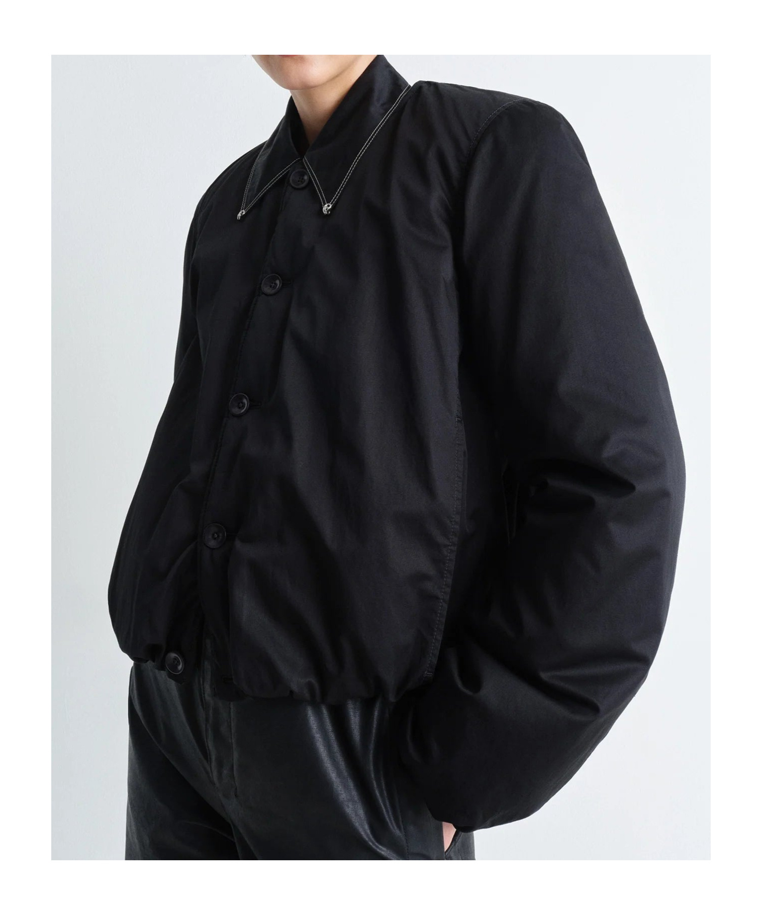 Lemaire Black Wadded Bomber Jacket In Black