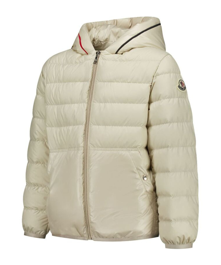 Moncler Enfant Arnaldo Logo Patch Down Jacket In Nude