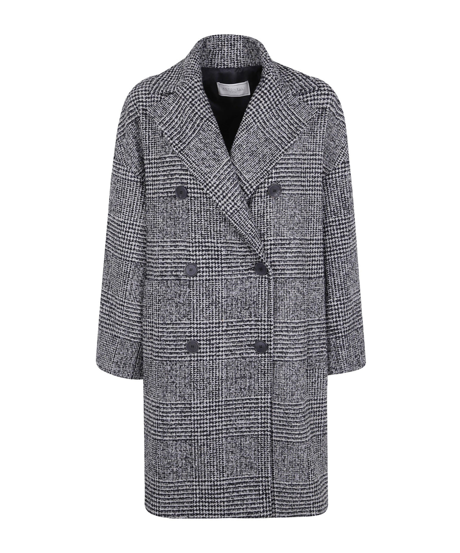 Antonelli Glen-plaid Double-breasted Coat In Gray
