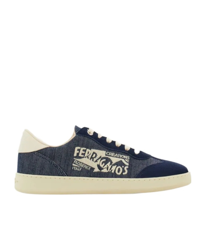 Ferragamo Logo-print Low-top Sneakers In Blue