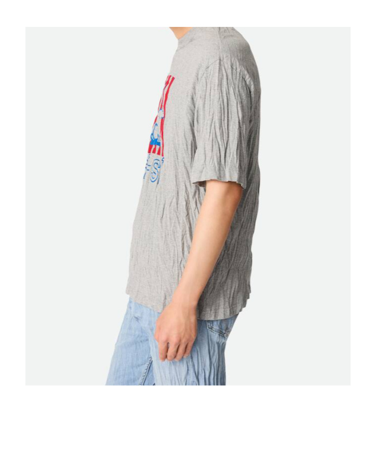 Bottega Veneta Graphic Rabbit-print Crushed Cotton Jersey T-shirt In Gray