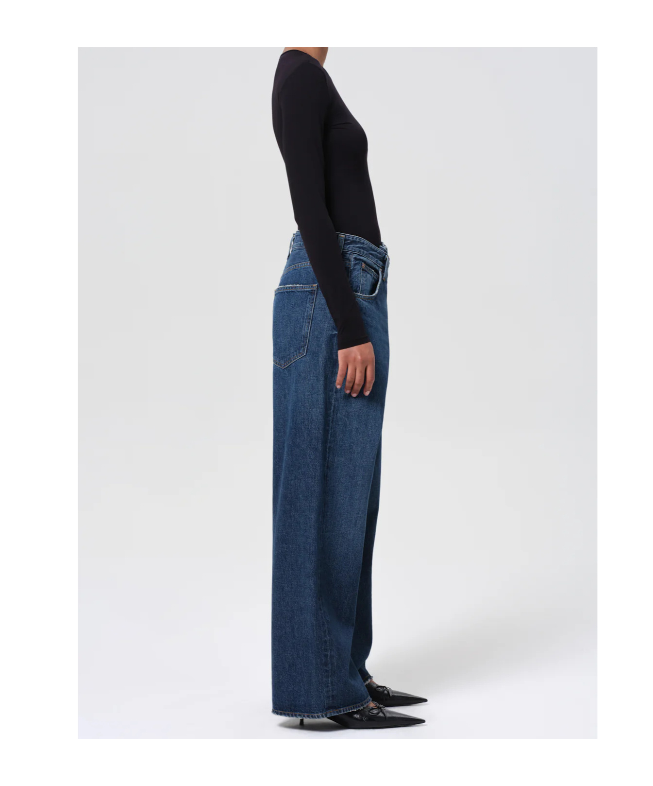 Agolde Denim Trousers With Belt Loops In Blue