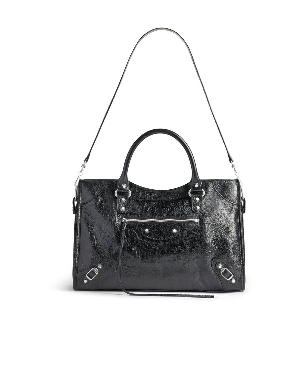 Balenciaga Le City Medium Textured-leather Tote In Black