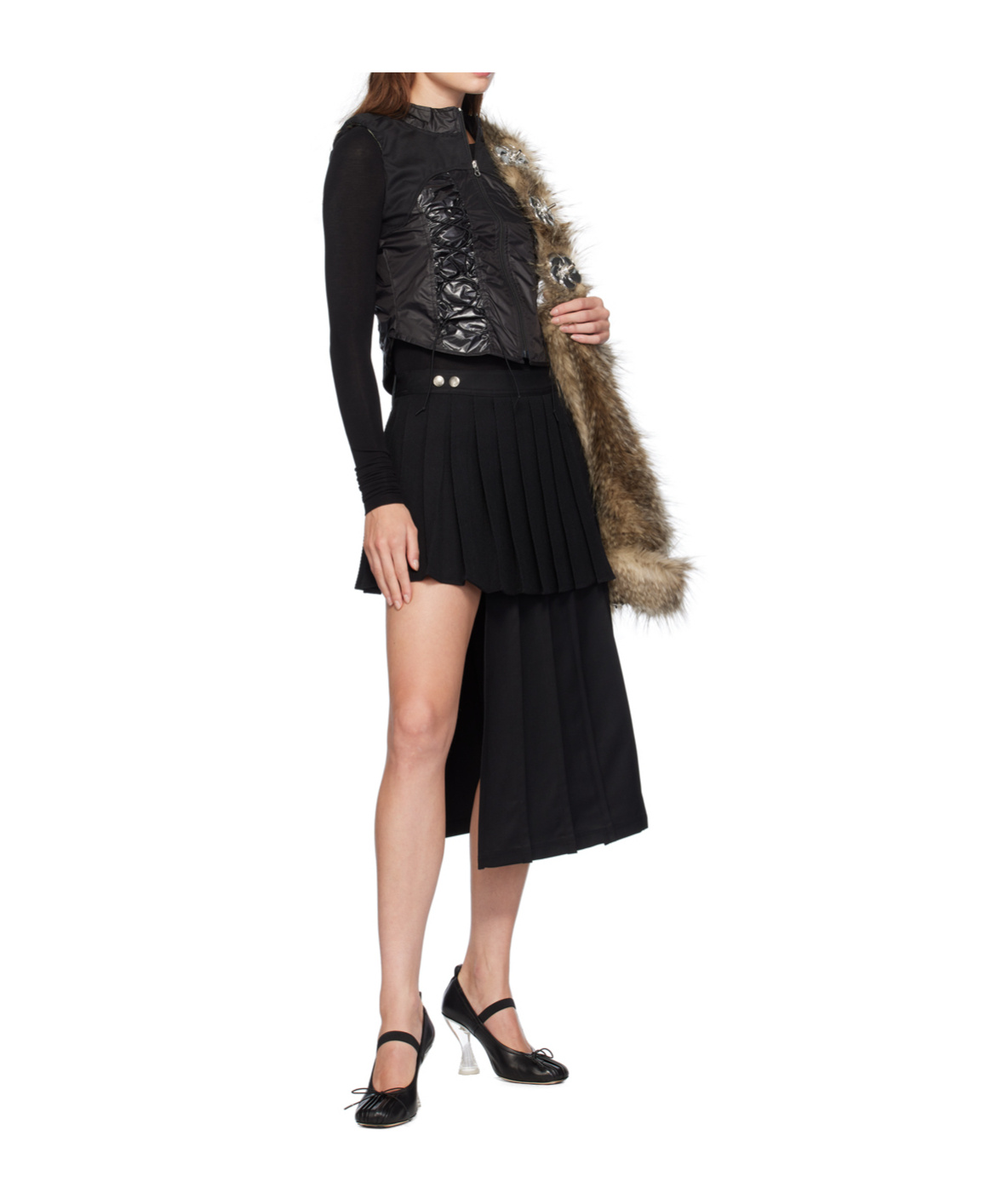 Andersson Bell Double Pleated Midi Skirt In Black