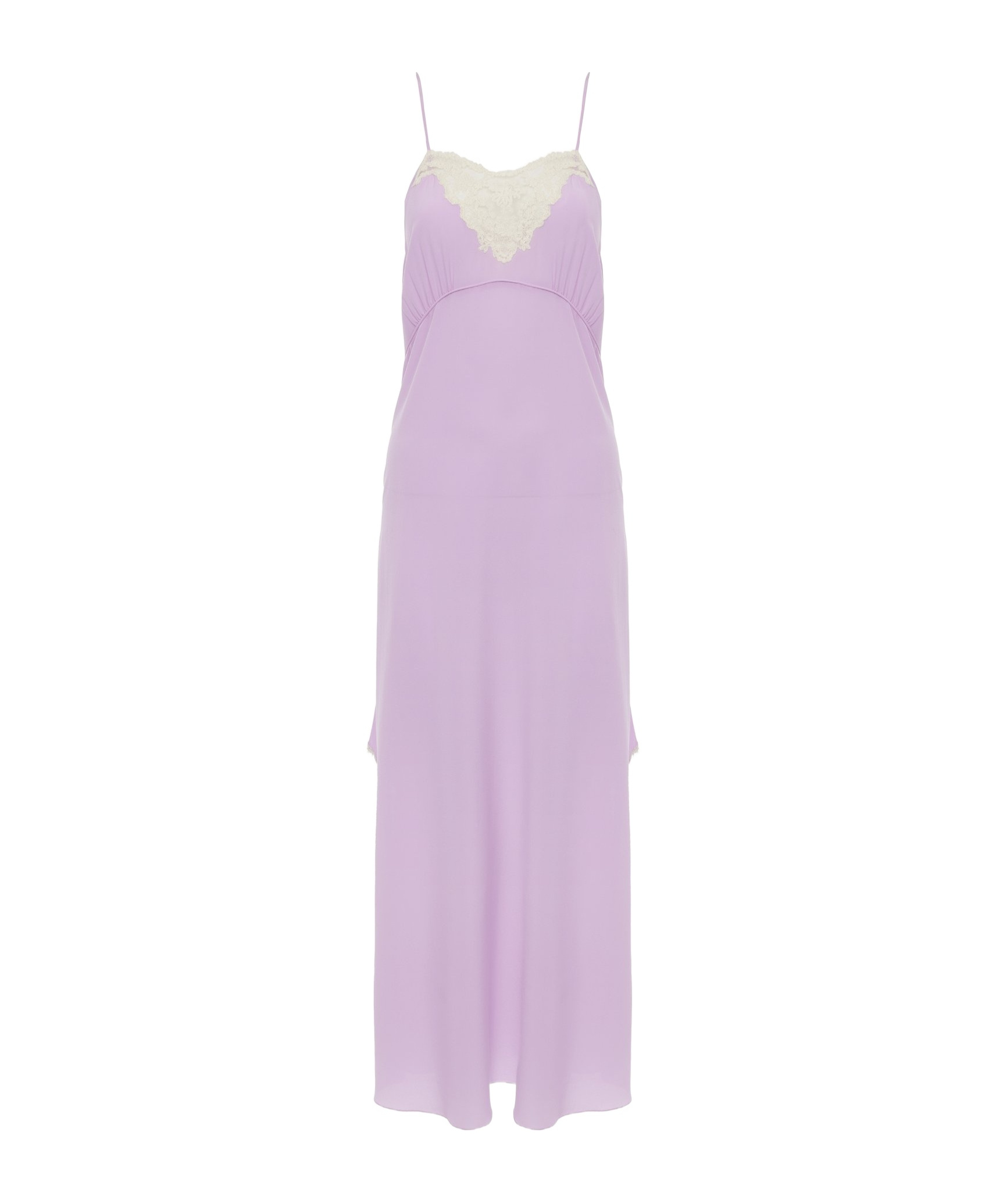 Chloé Lace-trimmed Organic Silk Crepe De Chine Maxi Dress In Purple