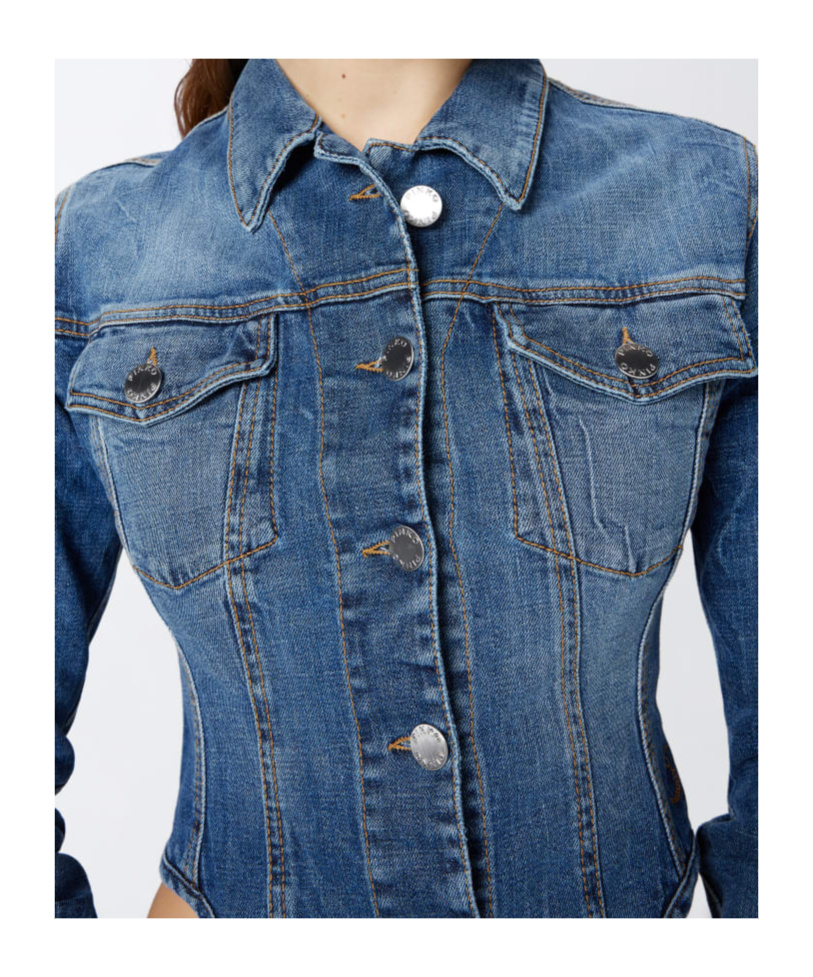 Pinko Indigo Denim Bustier Jacket In Indigo