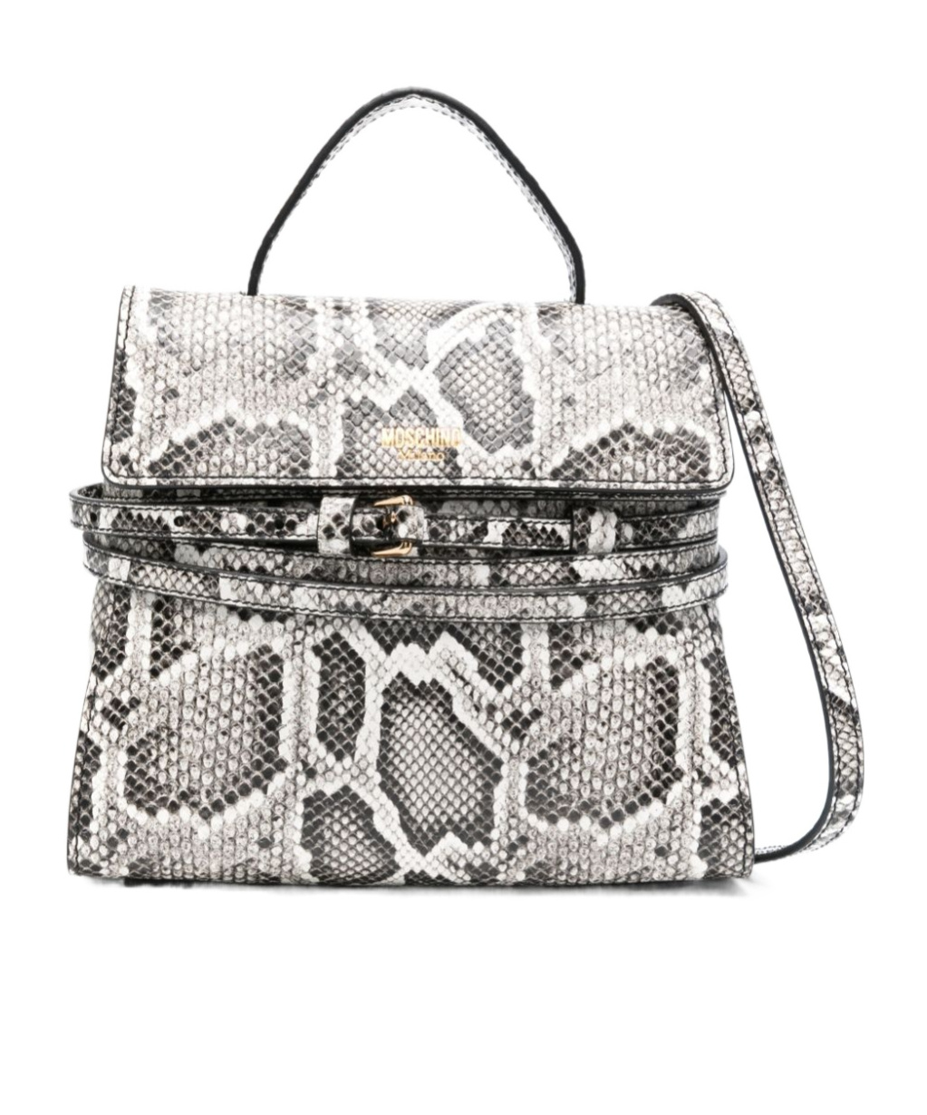 Moschino Snake-print Tote Bag In White
