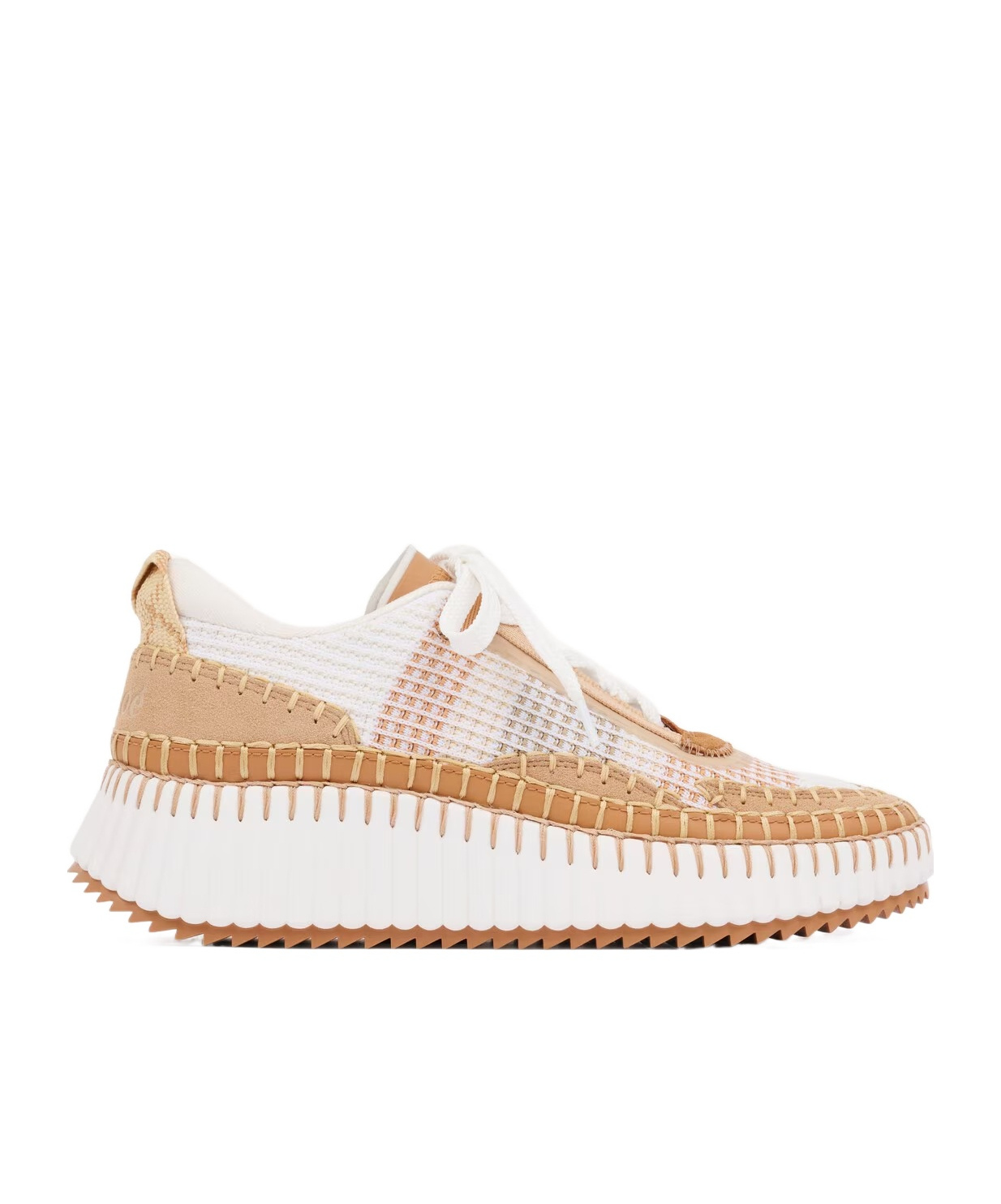 Chloé Mesh Nama Low-top Sneakers With Suede Inserts In Brown
