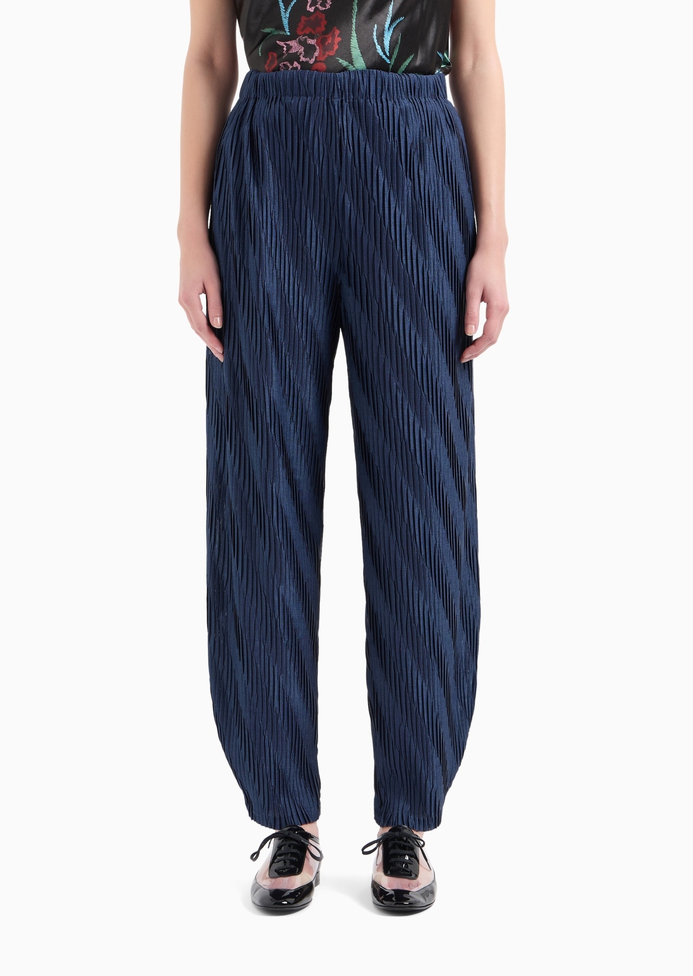 Giorgio Armani High-waist Pleated Trousers In Blue